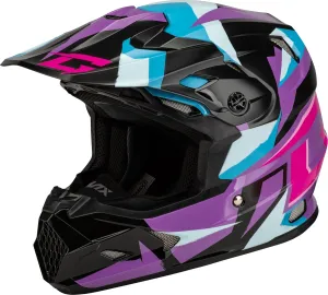 GMAX MX-96S Splinter Helmet (Black/Purple/Blue, Large) - FMVSS 218 Approved