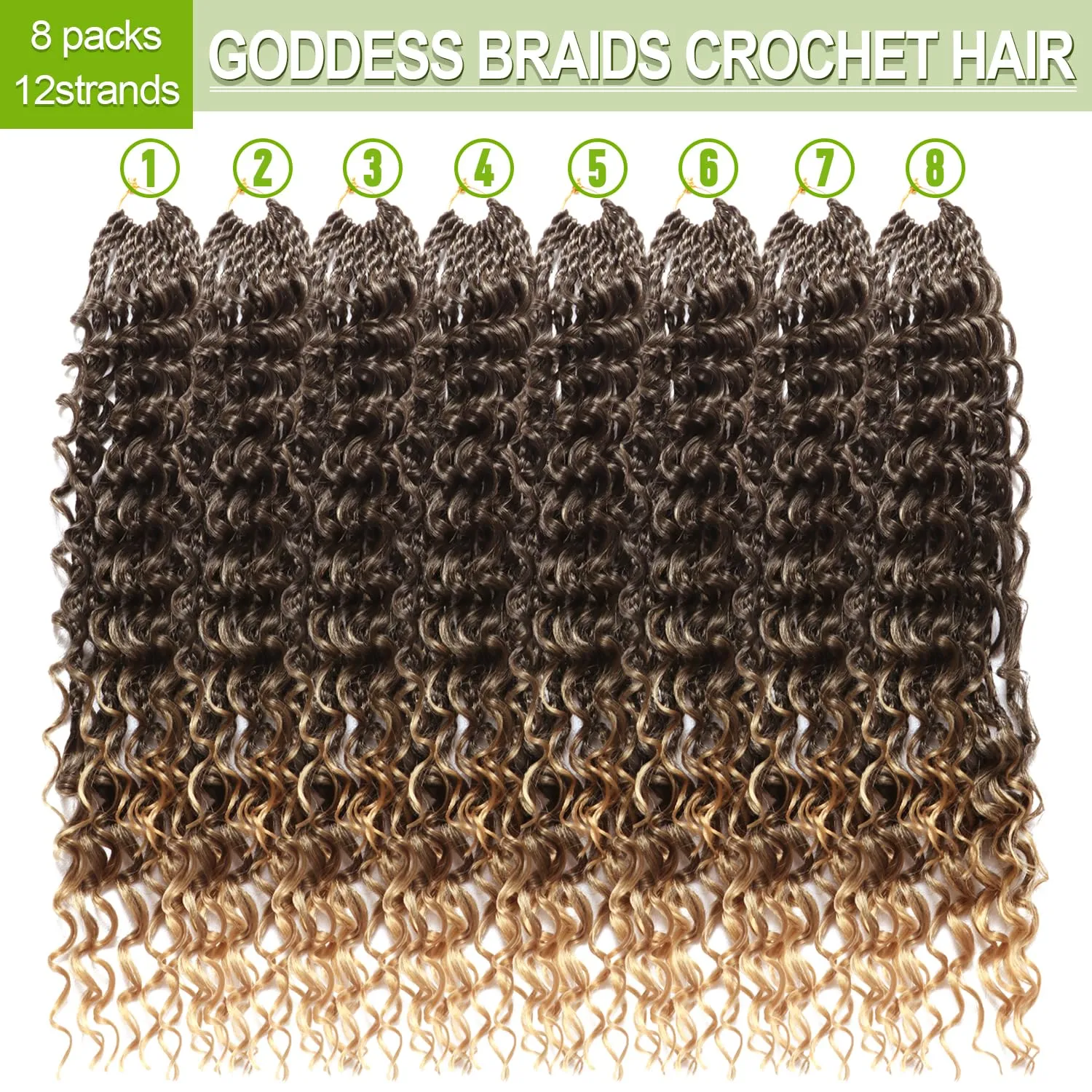 Goddess Bohemian Box Braids Crochet Hair-8 Packs 18 Inch Boho Crochet Braids for Black Women Synthetic Braiding Hair (T27, 18 Inch(Pack of 8))
