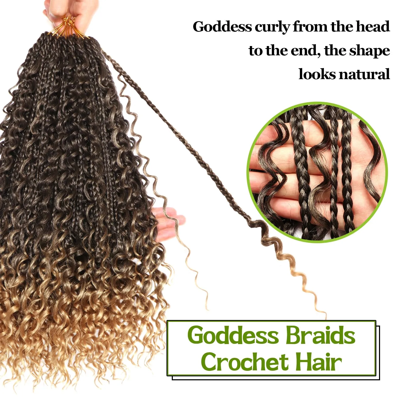 Goddess Bohemian Box Braids Crochet Hair-8 Packs 18 Inch Boho Crochet Braids for Black Women Synthetic Braiding Hair (T27, 18 Inch(Pack of 8))