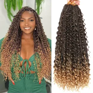 Goddess Bohemian Box Braids Crochet Hair-8 Packs 18 Inch Boho Crochet Braids for Black Women Synthetic Braiding Hair (T27, 18 Inch(Pack of 8))