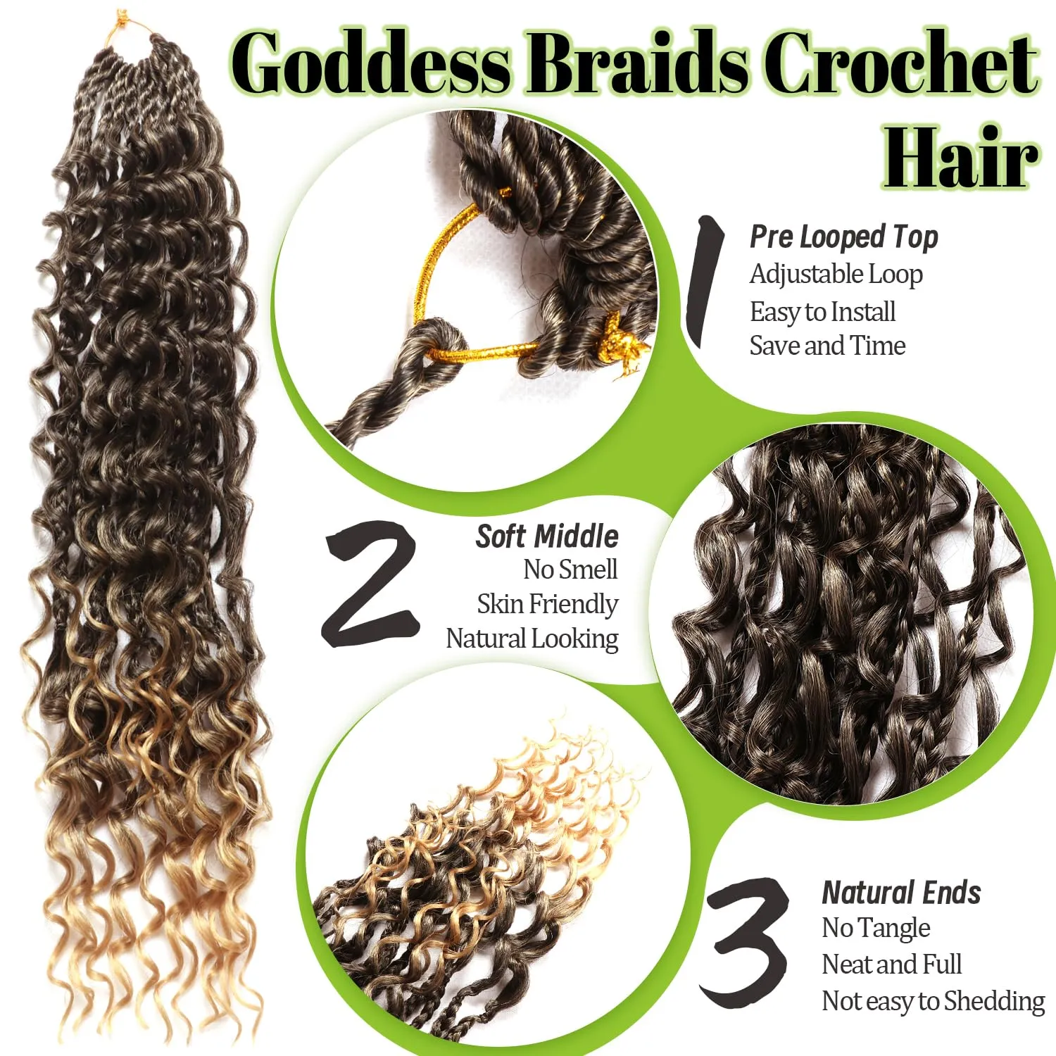Goddess Bohemian Box Braids Crochet Hair-8 Packs 18 Inch Boho Crochet Braids for Black Women Synthetic Braiding Hair (T27, 18 Inch(Pack of 8))
