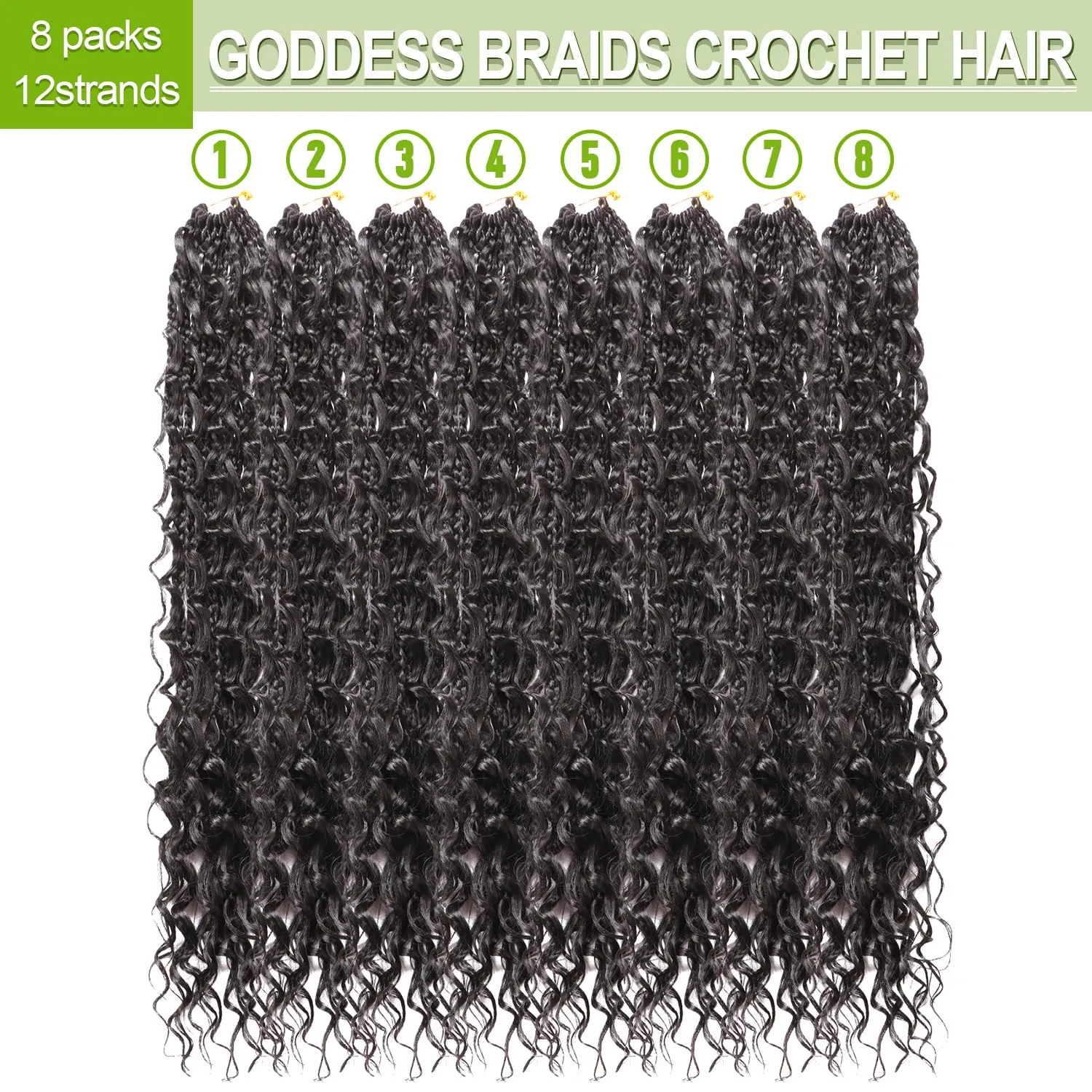 Goddess Bohemian Box Braids Crochet Hair-8 Packs 24 Inch Boho Crochet Braids for Black Women Synthetic Braiding Hair (1B#, 24 Inch(Pack of 8))