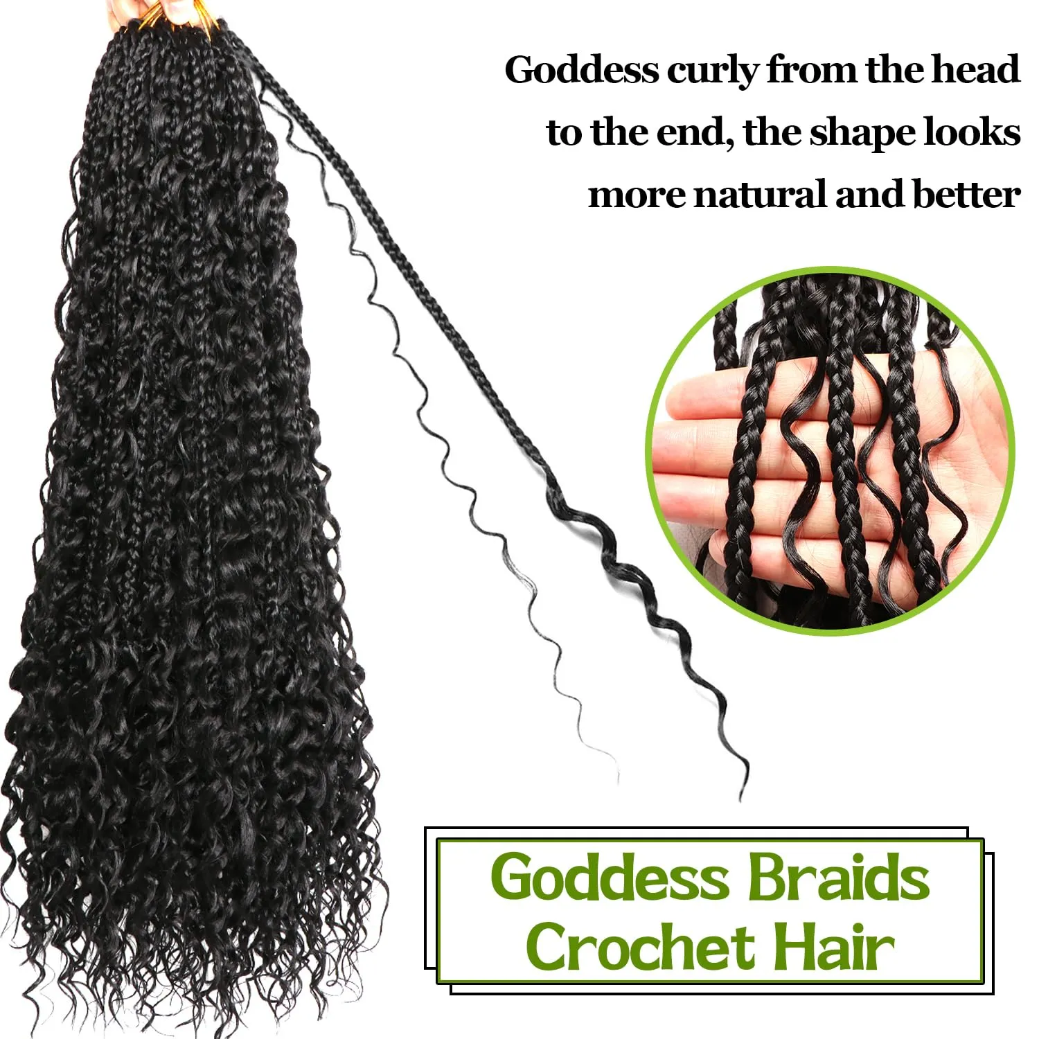 Goddess Bohemian Box Braids Crochet Hair-8 Packs 24 Inch Boho Crochet Braids for Black Women Synthetic Braiding Hair (1B#, 24 Inch(Pack of 8))