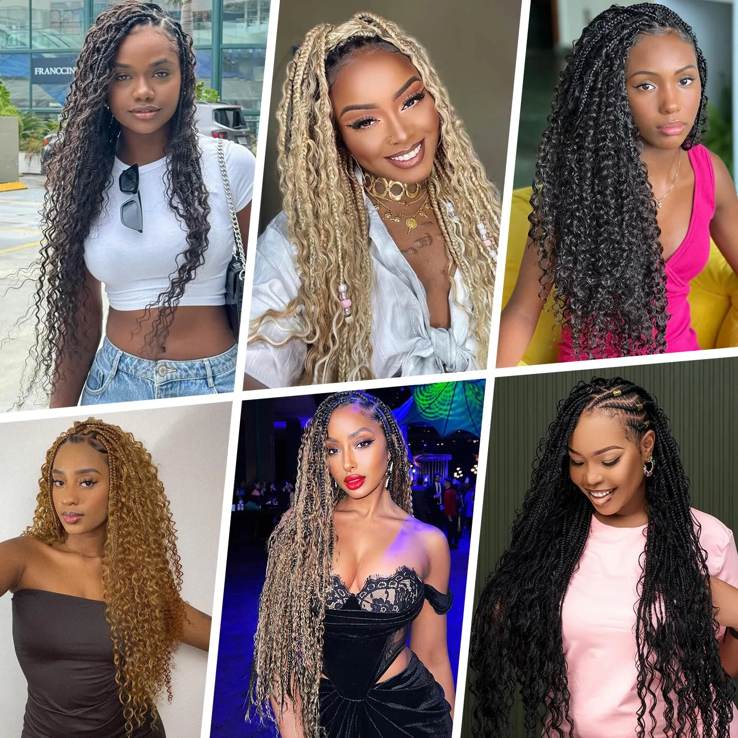 Goddess Bohemian Box Braids Crochet Hair-8 Packs 24 Inch Boho Crochet Braids for Black Women Synthetic Braiding Hair (1B#, 24 Inch(Pack of 8))
