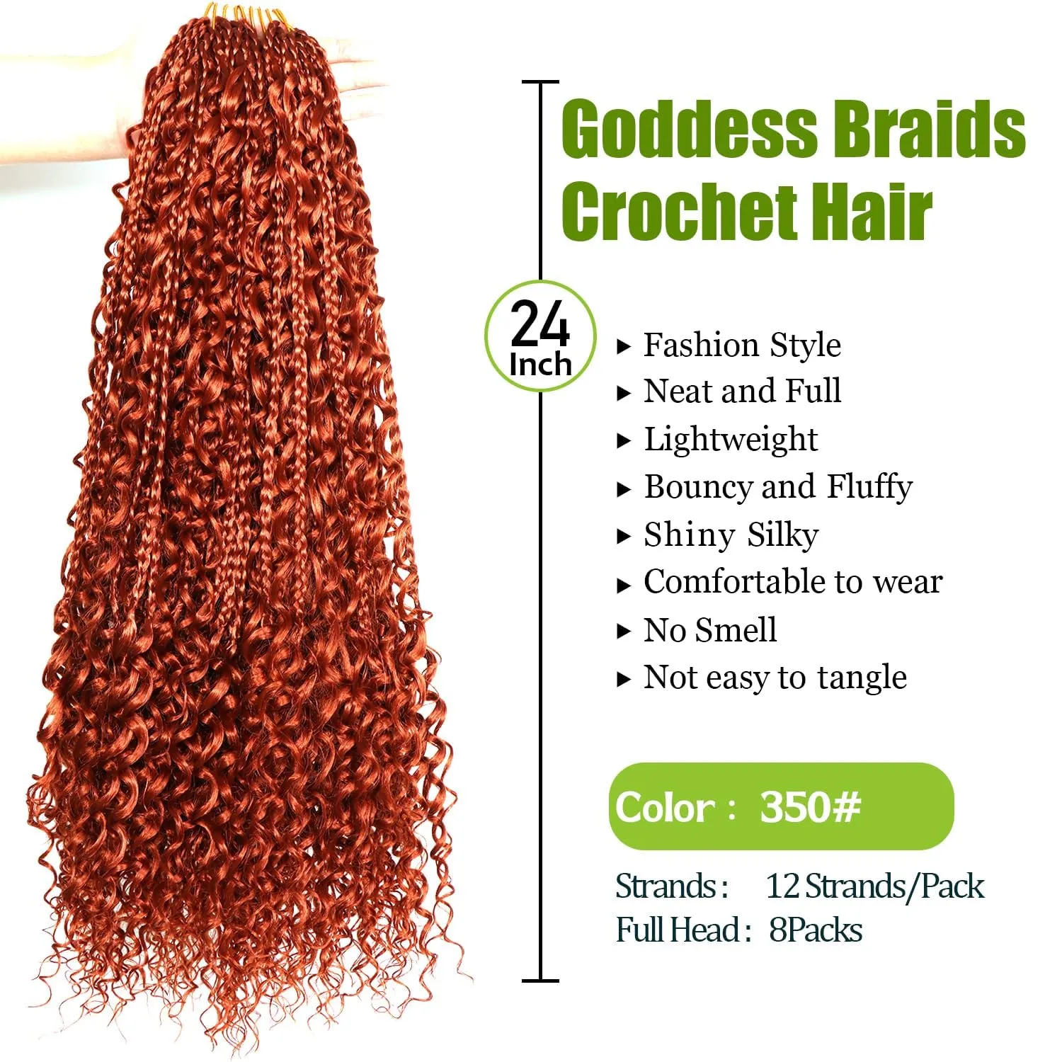 Goddess Bohemian Box Braids Crochet Hair-8 Packs 24 Inch Boho Crochet Braids for Black Women Synthetic Braiding Hair (350#, 24 Inch(Pack of 8))