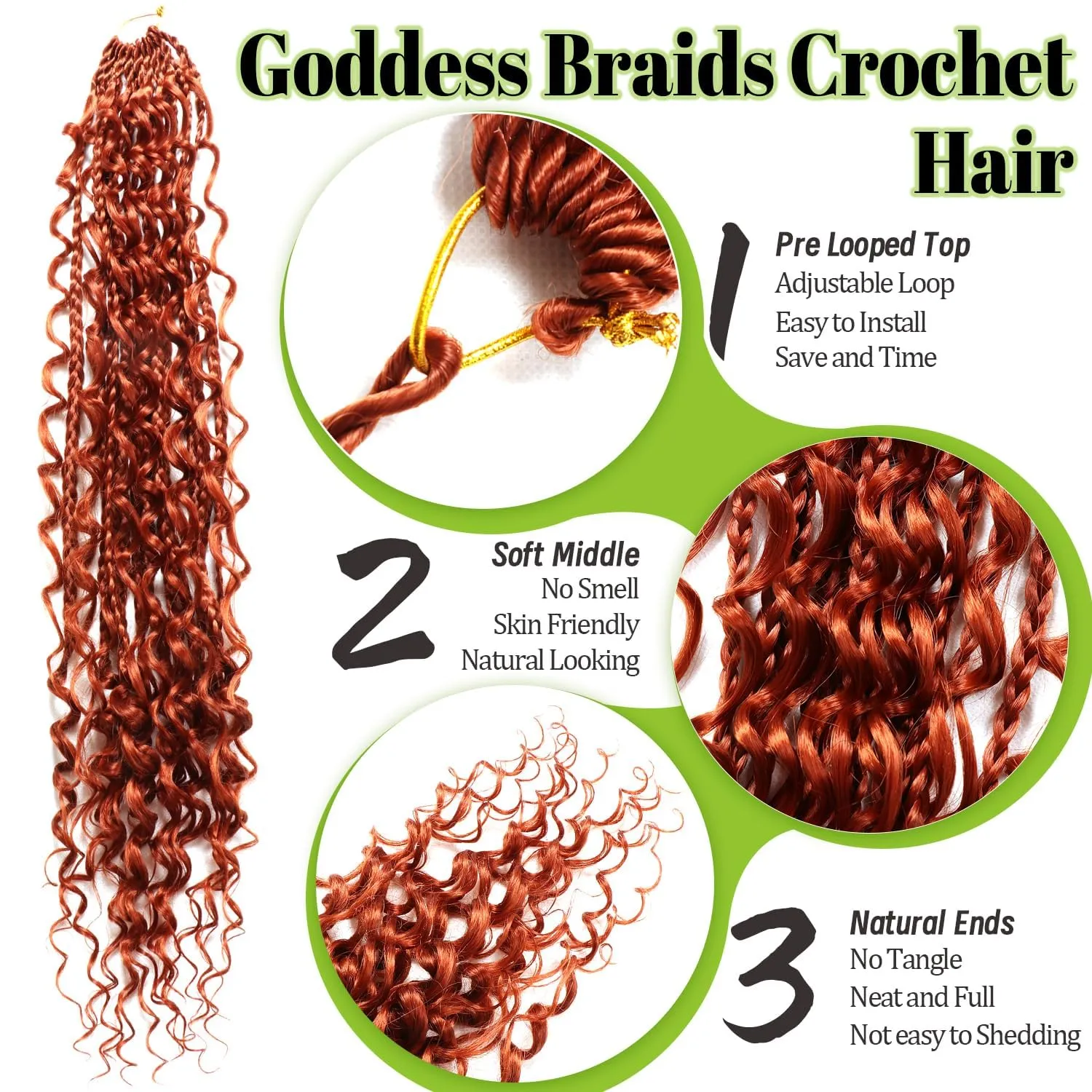 Goddess Bohemian Box Braids Crochet Hair-8 Packs 24 Inch Boho Crochet Braids for Black Women Synthetic Braiding Hair (350#, 24 Inch(Pack of 8))