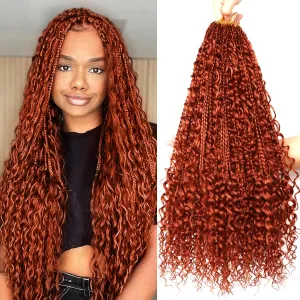 Goddess Bohemian Box Braids Crochet Hair-8 Packs 24 Inch Boho Crochet Braids for Black Women Synthetic Braiding Hair (350#, 24 Inch(Pack of 8))