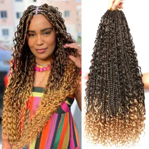 Goddess Bohemian Box Braids Crochet Hair-8 Packs 24 Inch Boho Crochet Braids for Black Women Synthetic Braiding Hair (T27, 24 Inch(Pack of 8))