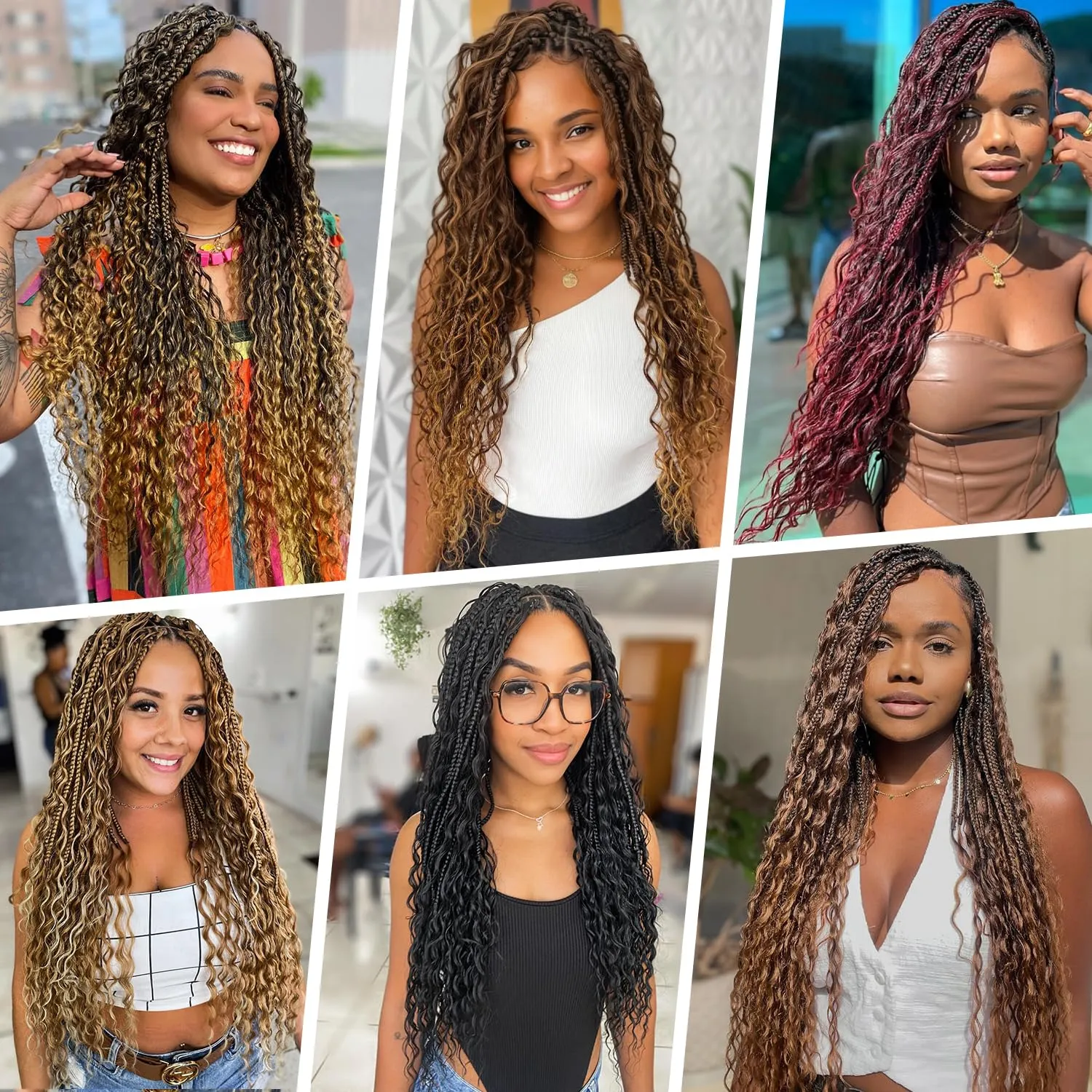 Goddess Bohemian Box Braids Crochet Hair-8 Packs 24 Inch Boho Crochet Braids for Black Women Synthetic Braiding Hair (T27, 24 Inch(Pack of 8))