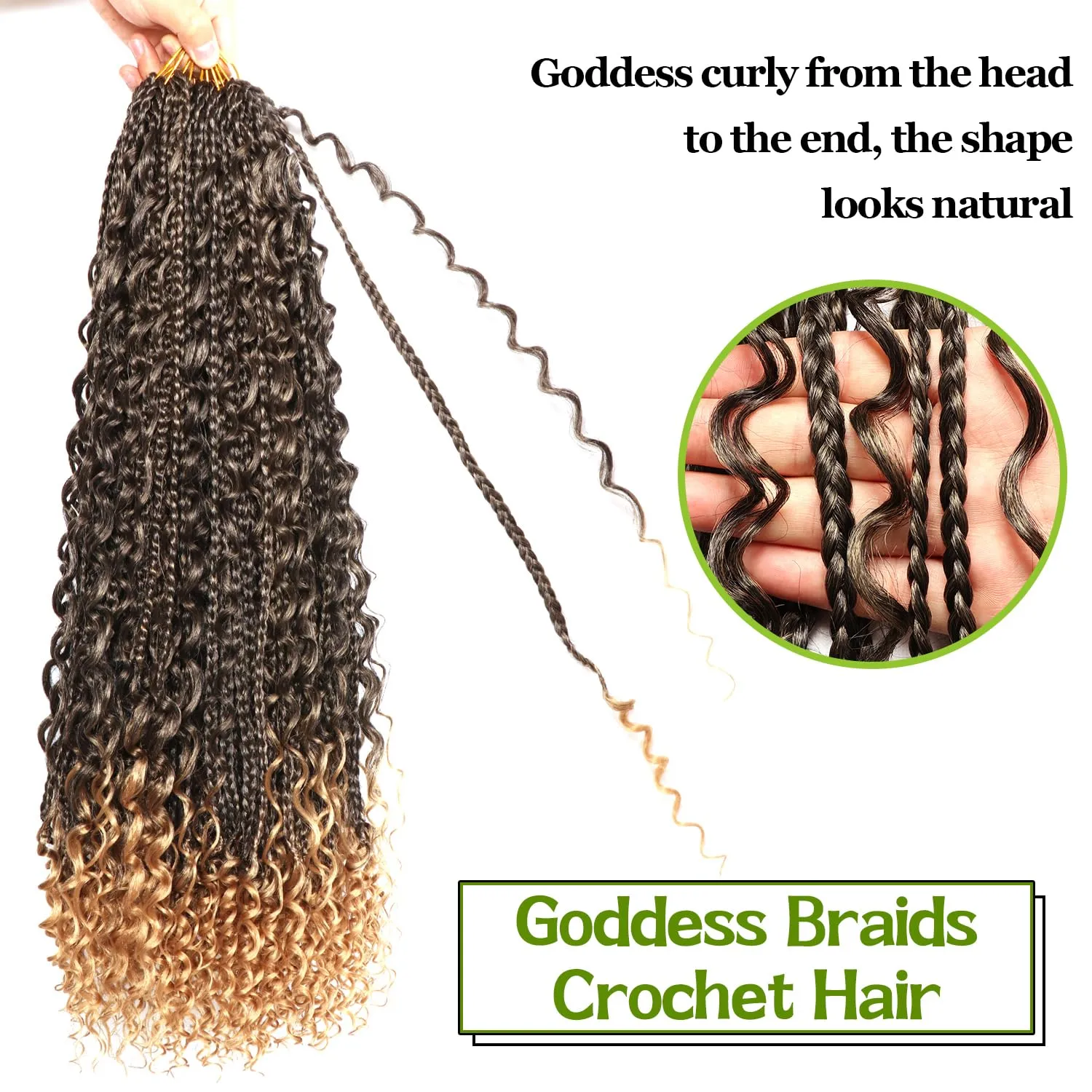 Goddess Bohemian Box Braids Crochet Hair-8 Packs 24 Inch Boho Crochet Braids for Black Women Synthetic Braiding Hair (T27, 24 Inch(Pack of 8))