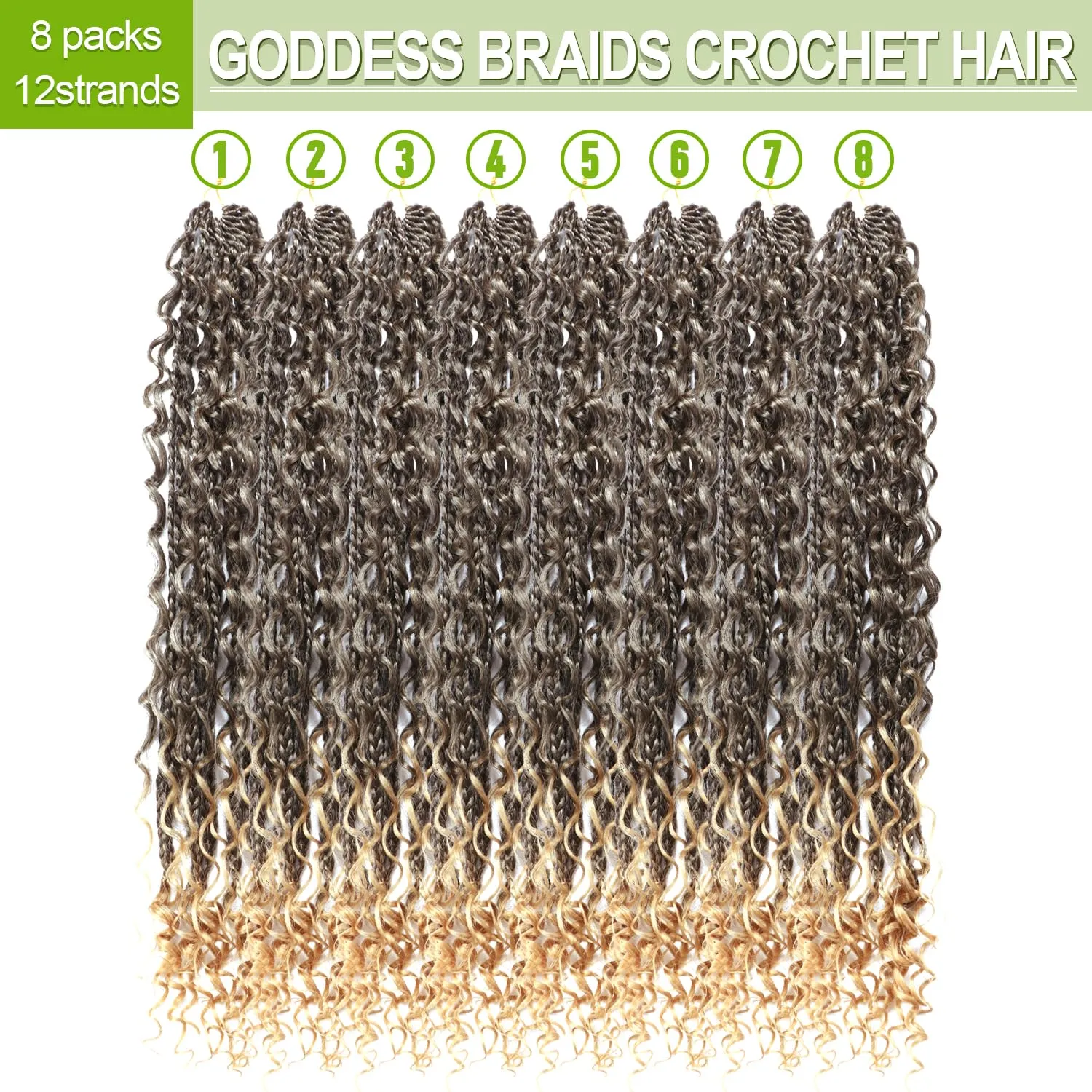 Goddess Bohemian Box Braids Crochet Hair-8 Packs 24 Inch Boho Crochet Braids for Black Women Synthetic Braiding Hair (T27, 24 Inch(Pack of 8))