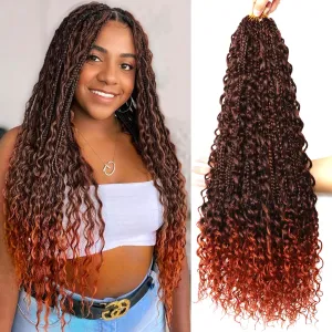 Goddess Bohemian Box Braids Crochet Hair-8 Packs 24 Inch Boho Crochet Braids for Black Women Synthetic Braiding Hair (T350#, 24 Inch(Pack of 8))