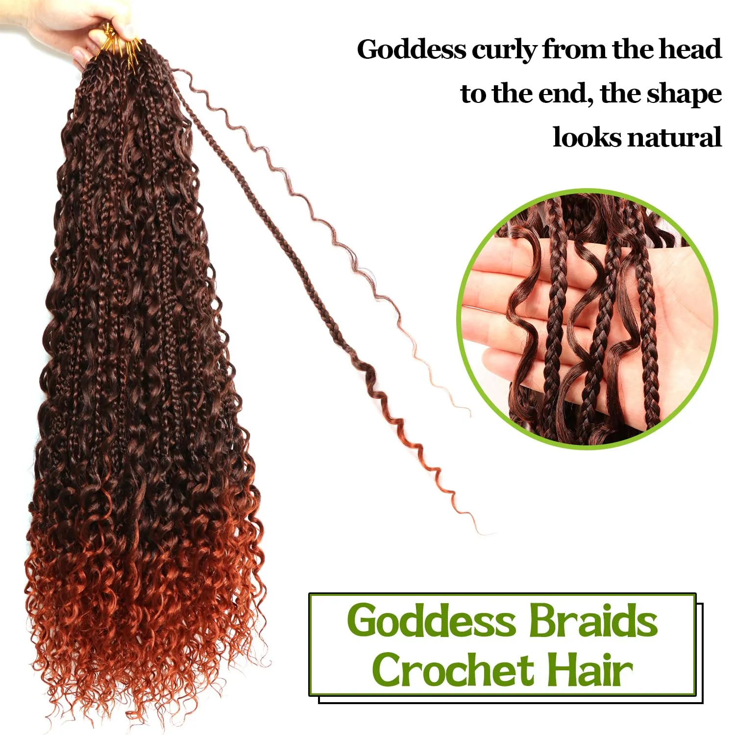 Goddess Bohemian Box Braids Crochet Hair-8 Packs 24 Inch Boho Crochet Braids for Black Women Synthetic Braiding Hair (T350#, 24 Inch(Pack of 8))