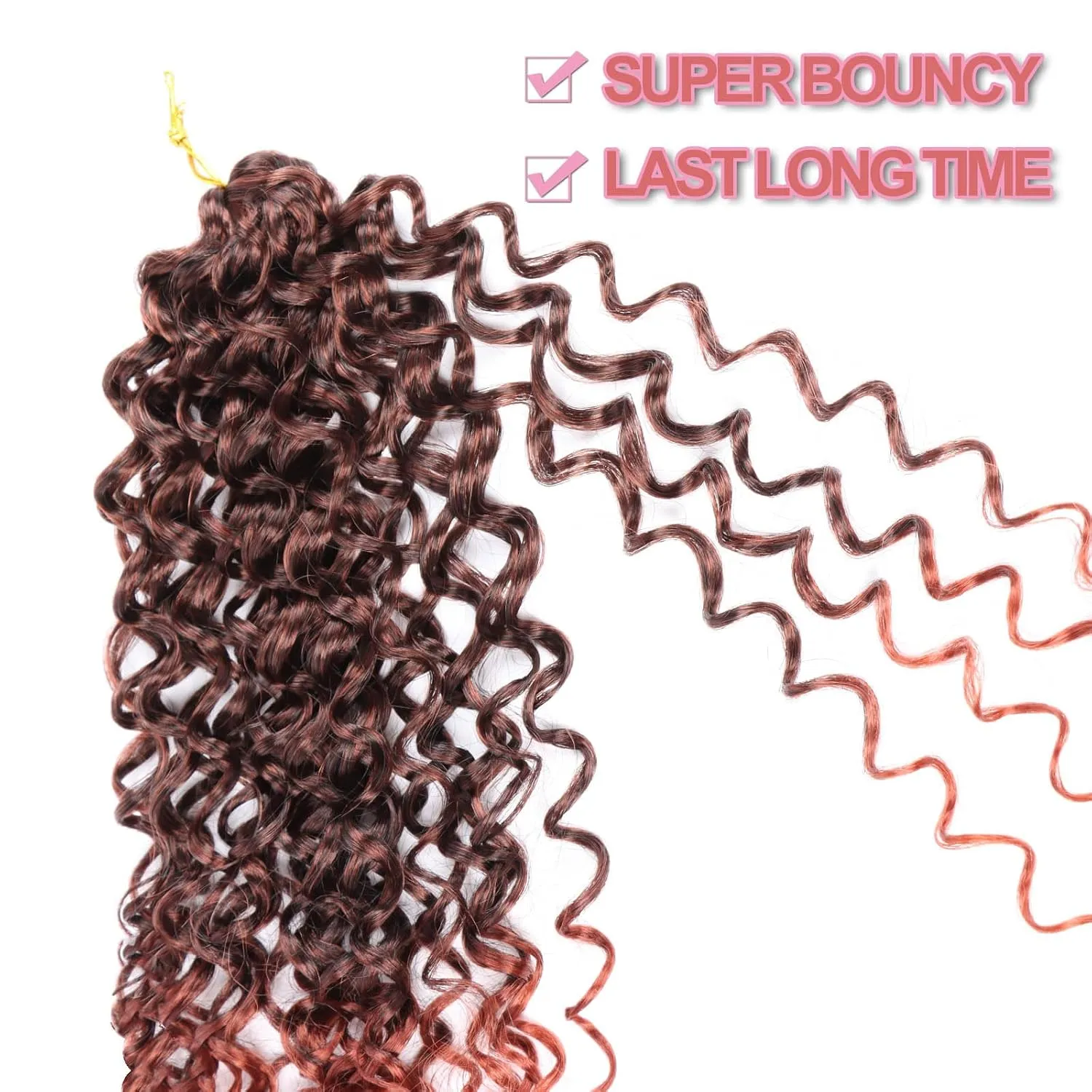 GoGo Curl Crochet Hair 18Inch 6Packs Curl Crotchet Braiding Hair Water Wave Synthetic Braiding Hair Extensions (18 Inch (Pack of 6), 1B/350#)