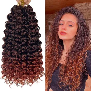 GoGo Curl Crochet Hair 18Inch 6Packs Curl Crotchet Braiding Hair Water Wave Synthetic Braiding Hair Extensions (18 Inch (Pack of 6), 1B/350#)