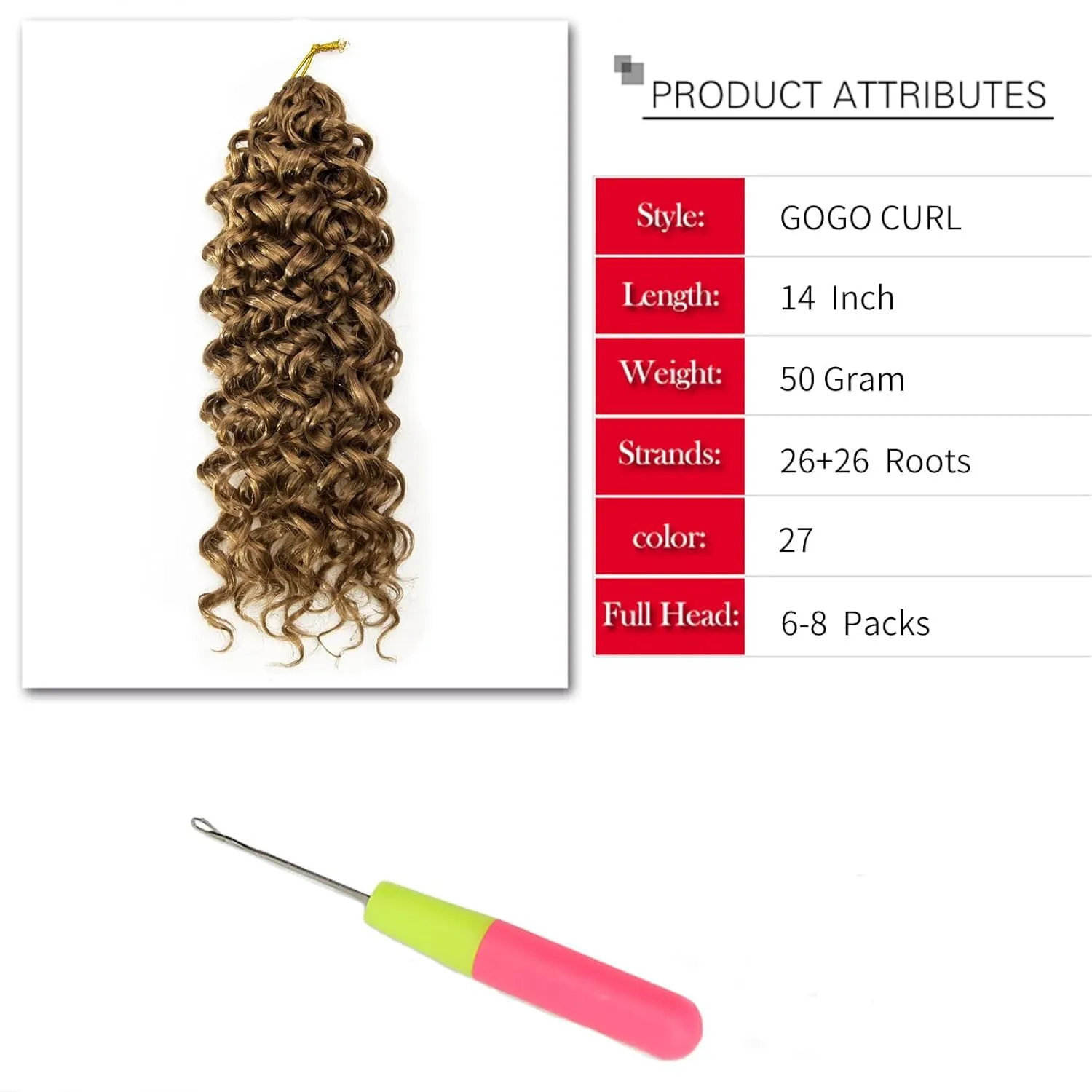 GoGo Curl Crochet hair Water Wave Crochet hair Blonde Synthetic Bohemian Crrochet Braid Deep Wave Braiding hair Extensions (27#, 14inch)