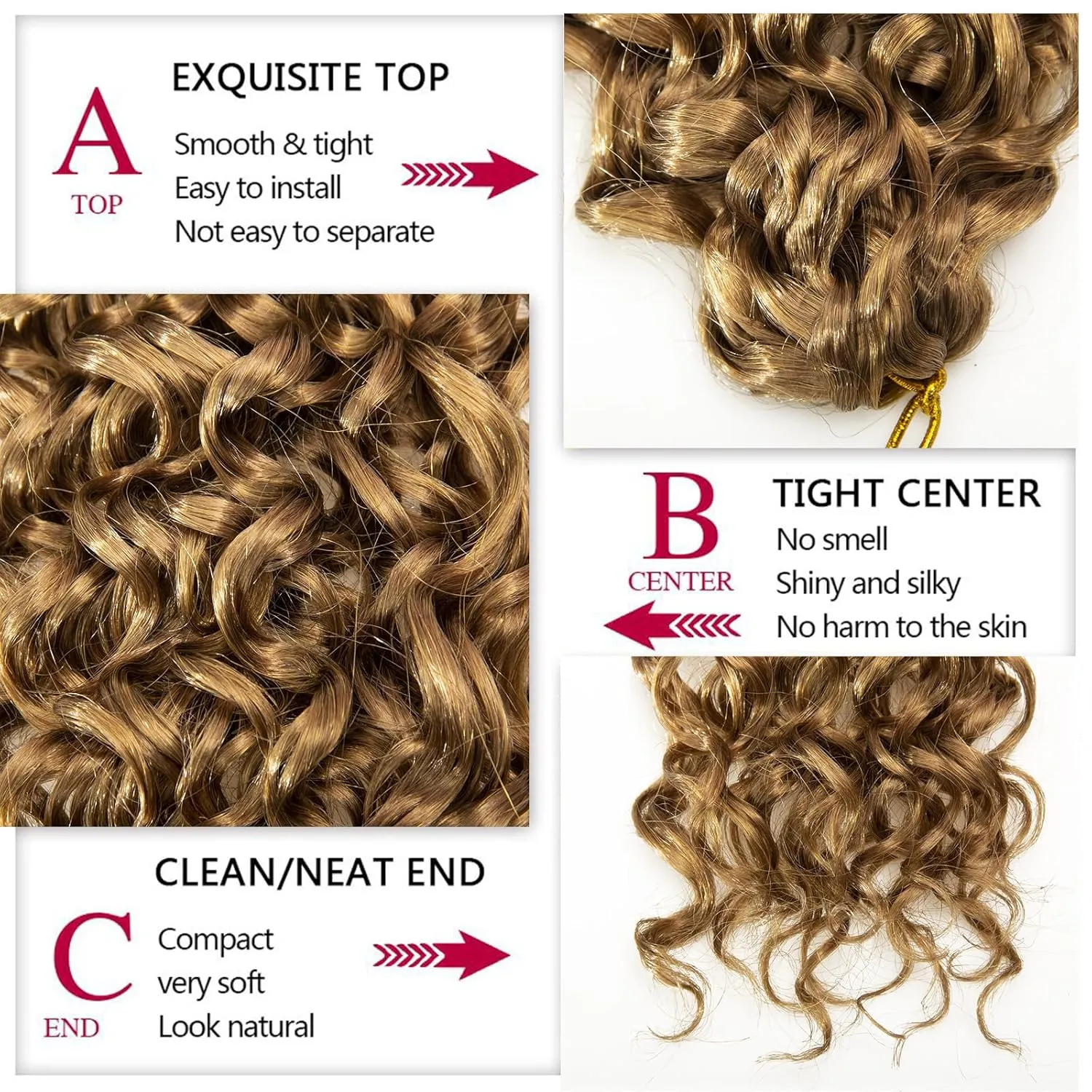 GoGo Curl Crochet hair Water Wave Crochet hair Blonde Synthetic Bohemian Crrochet Braid Deep Wave Braiding hair Extensions (27#, 14inch)