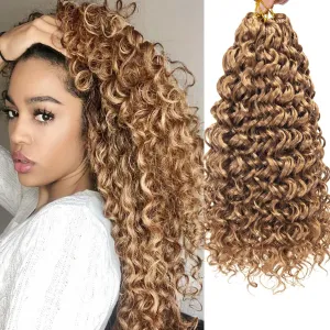 GoGo Curl Crochet hair Water Wave Crochet hair Blonde Synthetic Bohemian Crrochet Braid Deep Wave Braiding hair Extensions (27#, 14inch)