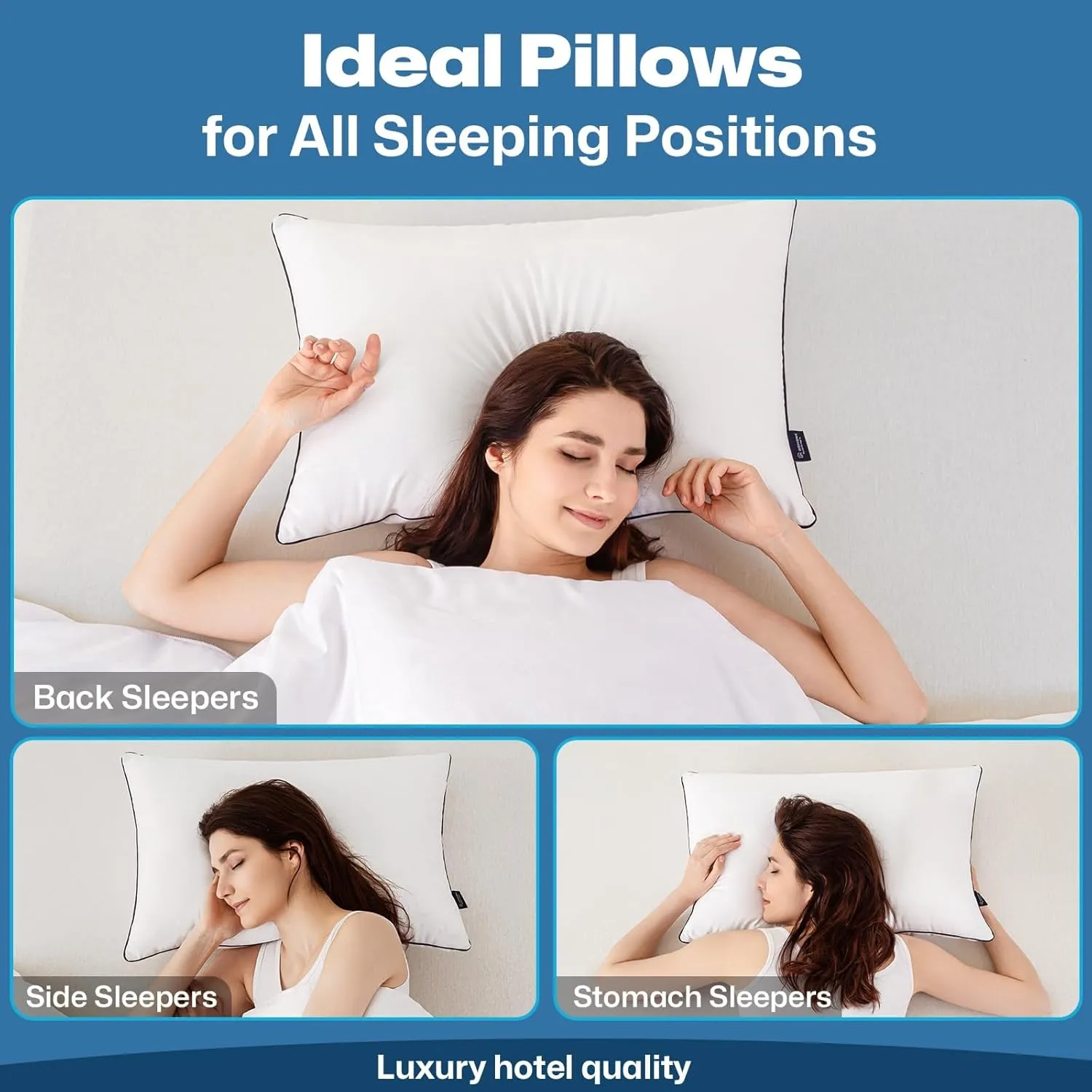 GOHOME Pillows Standard Size Set of 4 - Bed Pillows for Sleeping 4 Pack, Cooling Supportive Hotel Pillows with Premium Soft Down Alternative Fill for Side Stomach and Back Sleepers