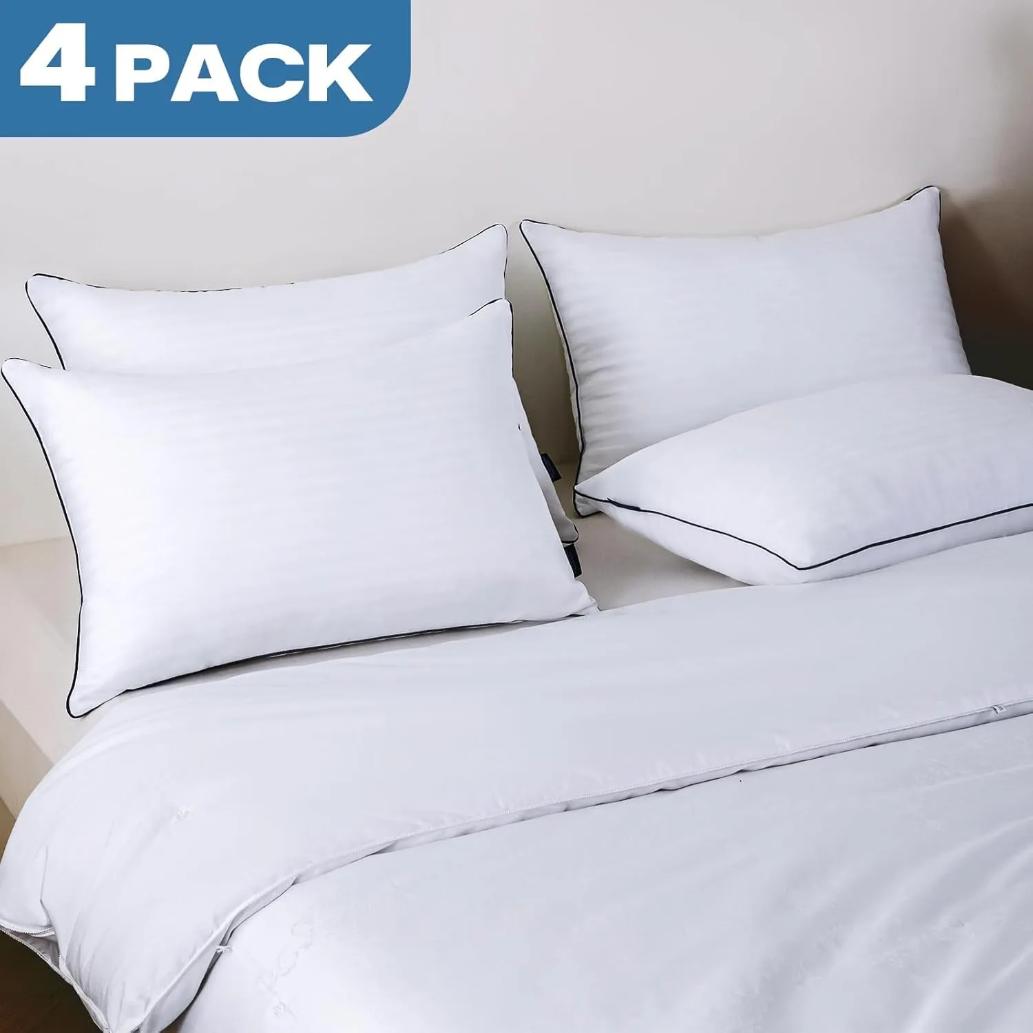 GOHOME Pillows Standard Size Set of 4 - Bed Pillows for Sleeping 4 Pack, Cooling Supportive Hotel Pillows with Premium Soft Down Alternative Fill for Side Stomach and Back Sleepers