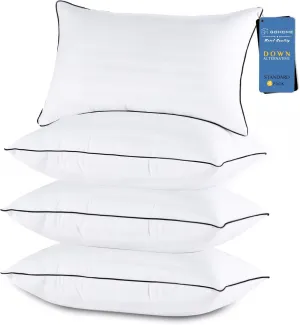 GOHOME Pillows Standard Size Set of 4 - Bed Pillows for Sleeping 4 Pack, Cooling Supportive Hotel Pillows with Premium Soft Down Alternative Fill for Side Stomach and Back Sleepers