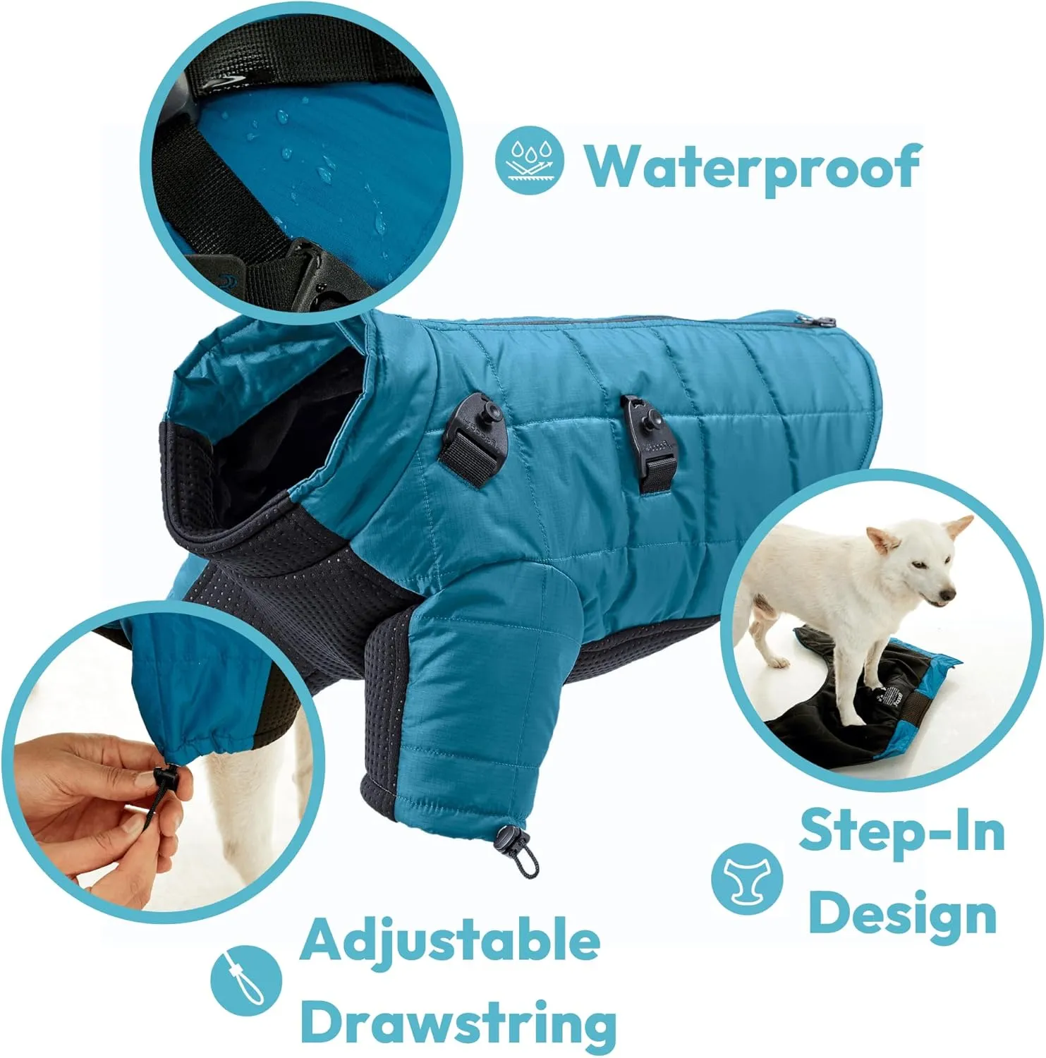 Gooby Alpine Explorer - Olive Branch, Small - Waterproof Jacket with Cross Lock Converter for Small Dog and Medium Dog