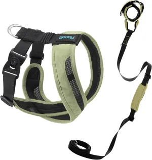 Gooby Comfort X One Harness and Wristband Surfer Leash with Traffic Handle Set-Portland Green, Medium, 6 FT-Escape Free and Choke Free Shock Absorbing Harness and Handsfree Leash with Dual Handle