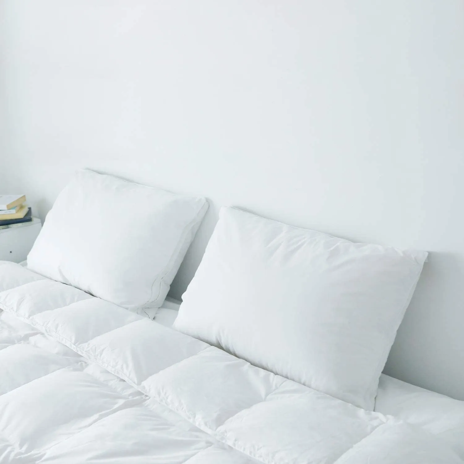 Goose Feathers Down Pillows for Sleeping(2 Pack),Queen(20inx30in)-White Bed Pillow Inserts,100% Cotton Cover,Sleeping Pillows for All Sleepers