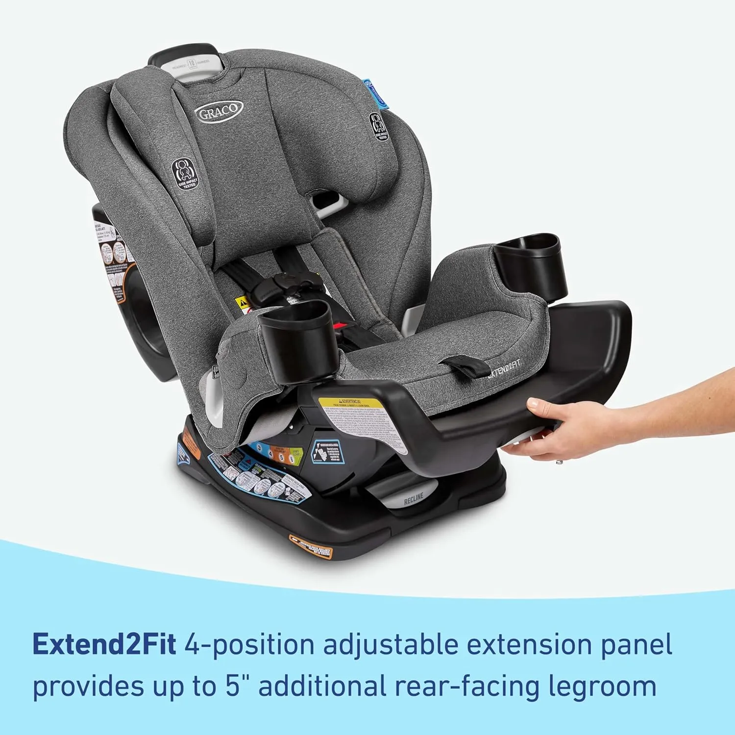 Graco Extend2Fit Convertible Baby Car Seat, Rear and Forward Facing, Adjustable Extension Panel for Extra Legroom, Cullen