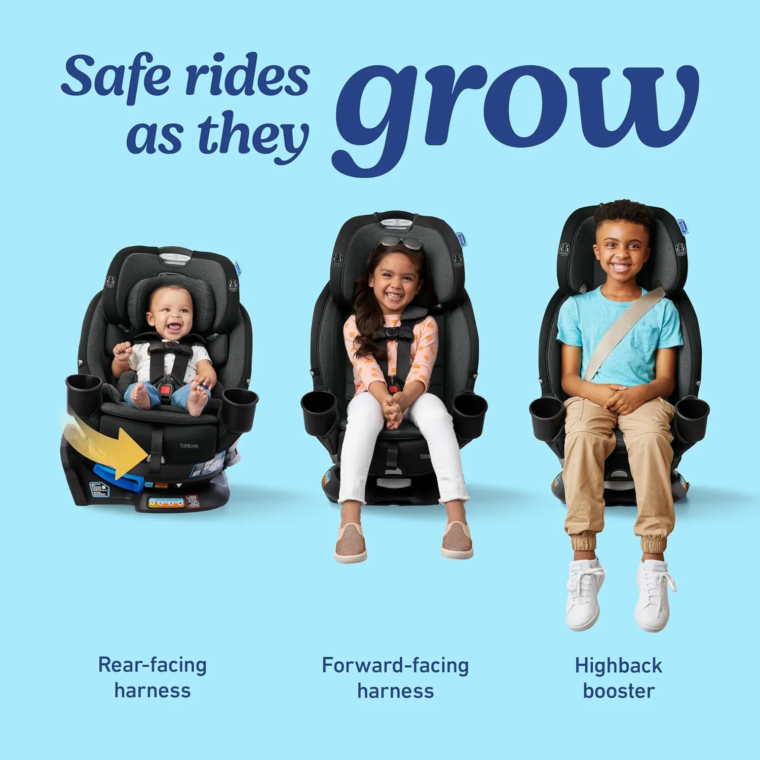 Graco Turn2Me 3-in-1 Car Seat with Rotating Feature, Highback Booster, for Newborn to Toddler up to 100lbs, in Manchester