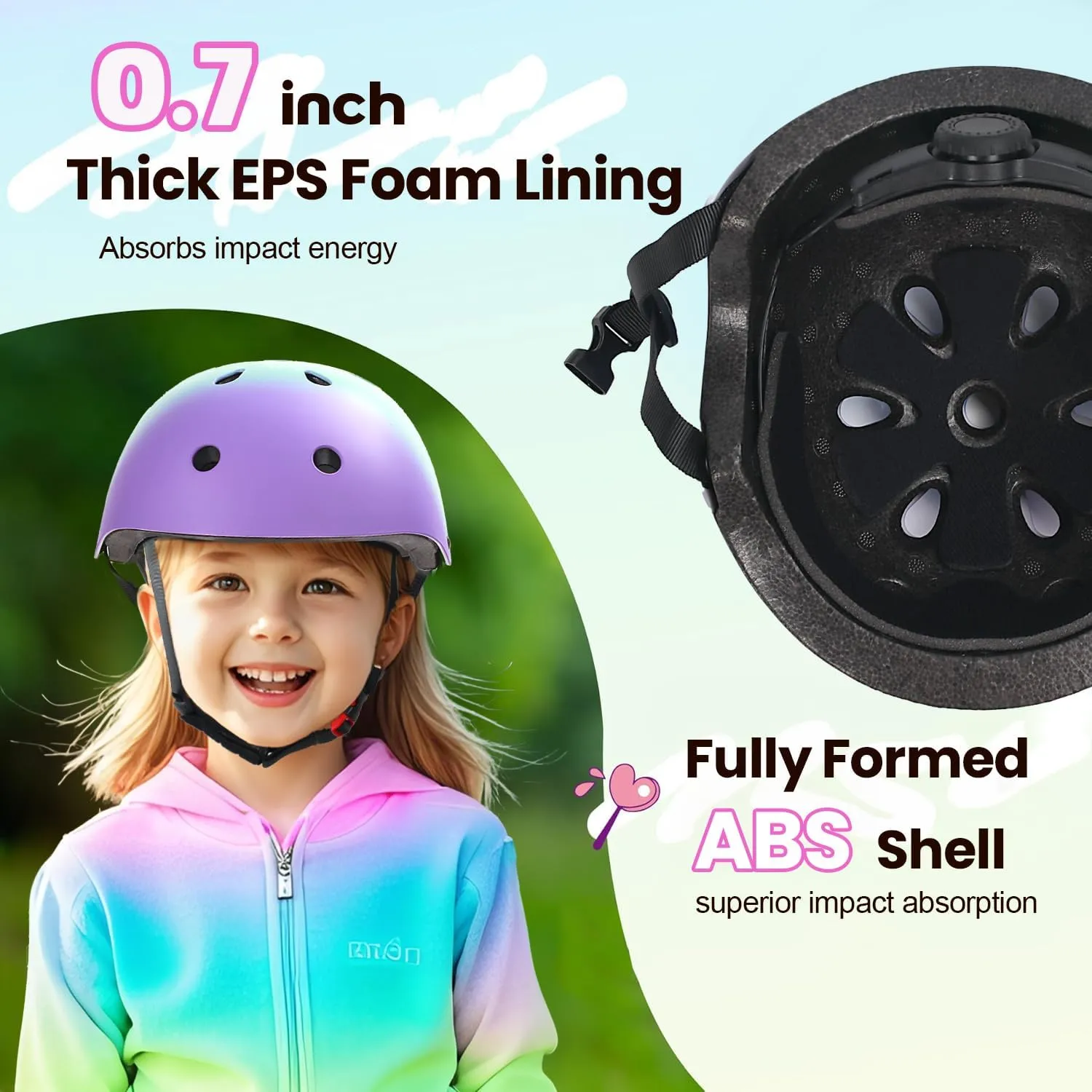 Gradient Kids Helmet and Knee Elbow Wrist Pads Set with Carry Bag(Age 2-14 )- CPSC Certified Adjustable Lightweight Ventilated for Biking, Scooter, Skating and Other Sport Acitivties