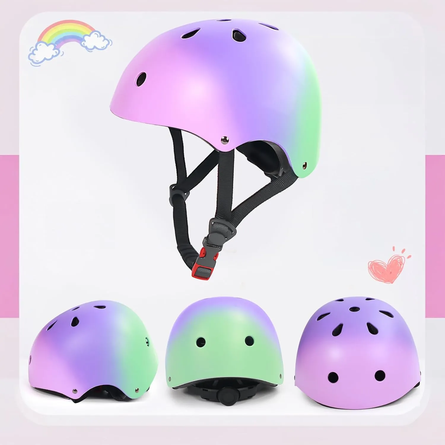 Gradient Kids Helmet and Knee Elbow Wrist Pads Set with Carry Bag(Age 2-14 )- CPSC Certified Adjustable Lightweight Ventilated for Biking, Scooter, Skating and Other Sport Acitivties