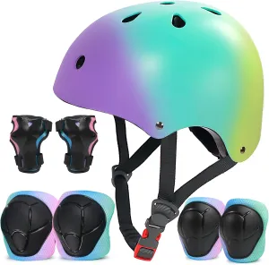 Gradient Kids Helmet and Knee Elbow Wrist Pads Set with Carry Bag(Age 2-14 )- CPSC Certified Adjustable Lightweight Ventilated for Biking, Scooter, Skating and Other Sport Acitivties