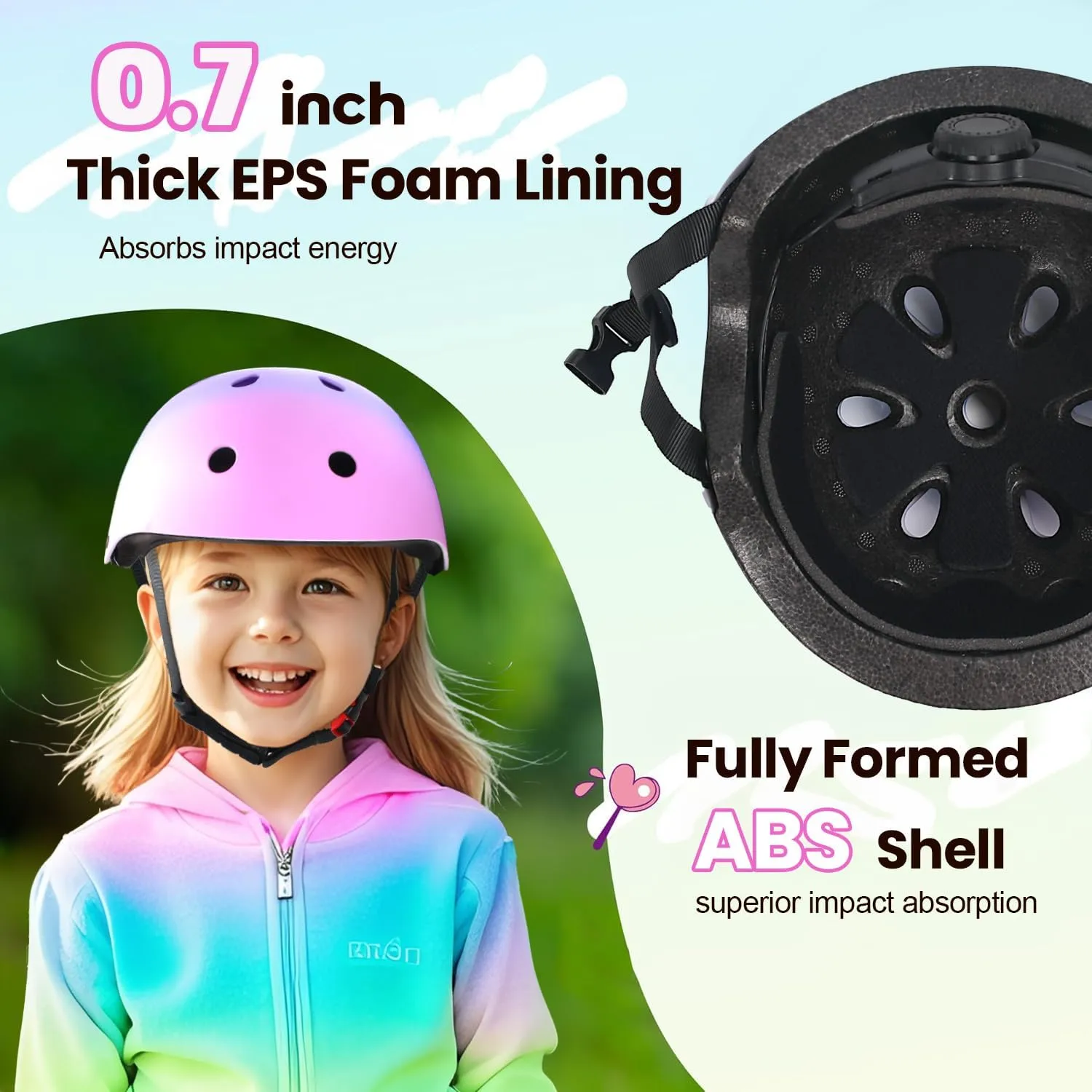 Gradient Kids Helmet and Knee Elbow Wrist Pads Set with Carry Bag(Age 2-14 )- CPSC Certified Adjustable Lightweight Ventilated for Biking, Scooter, Skating and Other Sport Acitivties
