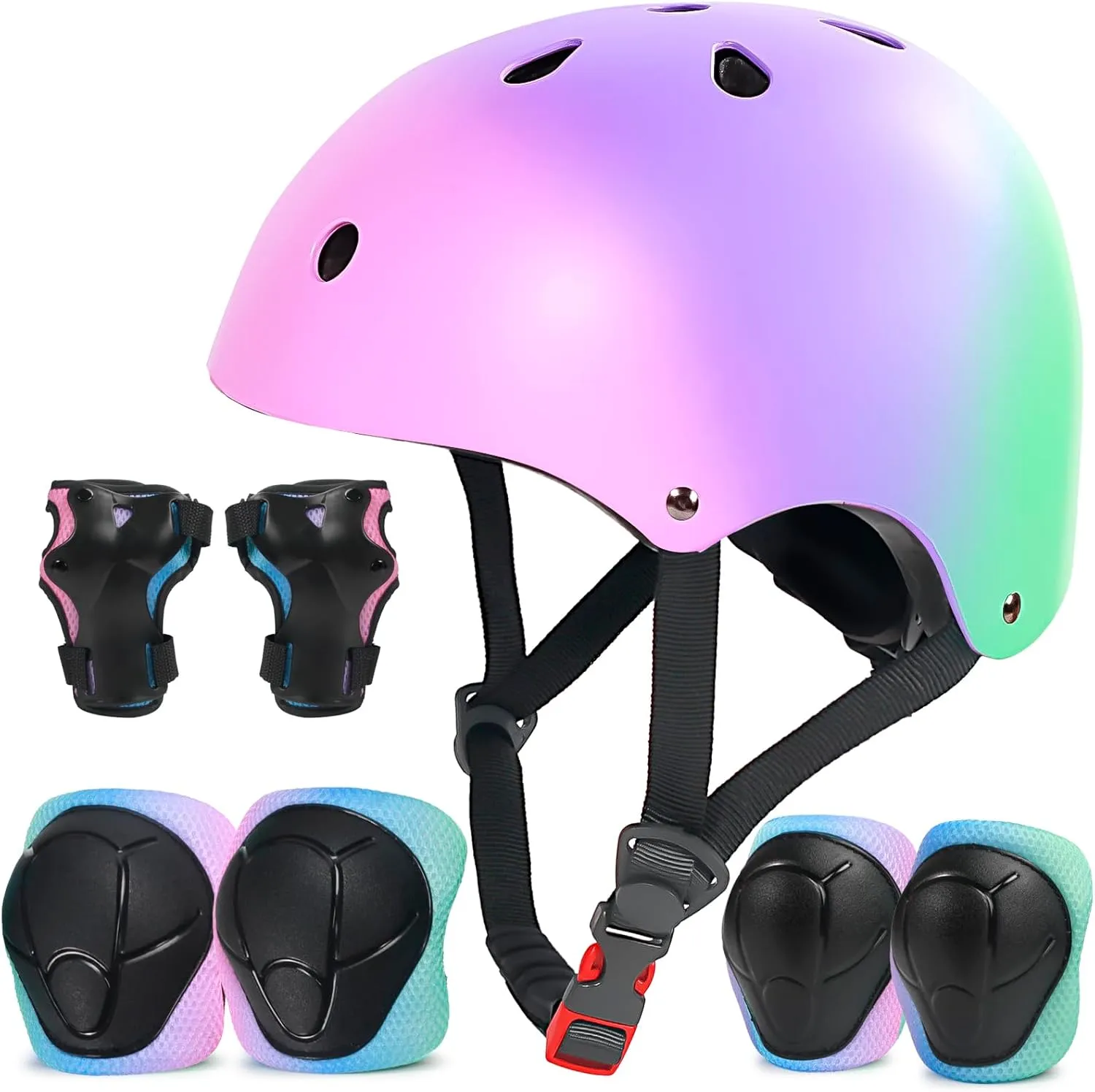 Gradient Kids Helmet and Knee Elbow Wrist Pads Set with Carry Bag(Age 2-14 )- CPSC Certified Adjustable Lightweight Ventilated for Biking, Scooter, Skating and Other Sport Acitivties