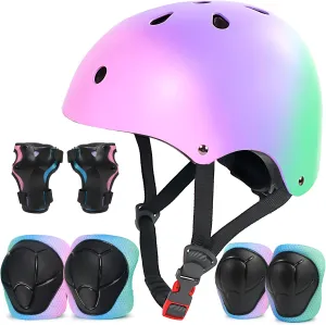 Gradient Kids Helmet and Knee Elbow Wrist Pads Set with Carry Bag(Age 2-14 )- CPSC Certified Adjustable Lightweight Ventilated for Biking, Scooter, Skating and Other Sport Acitivties