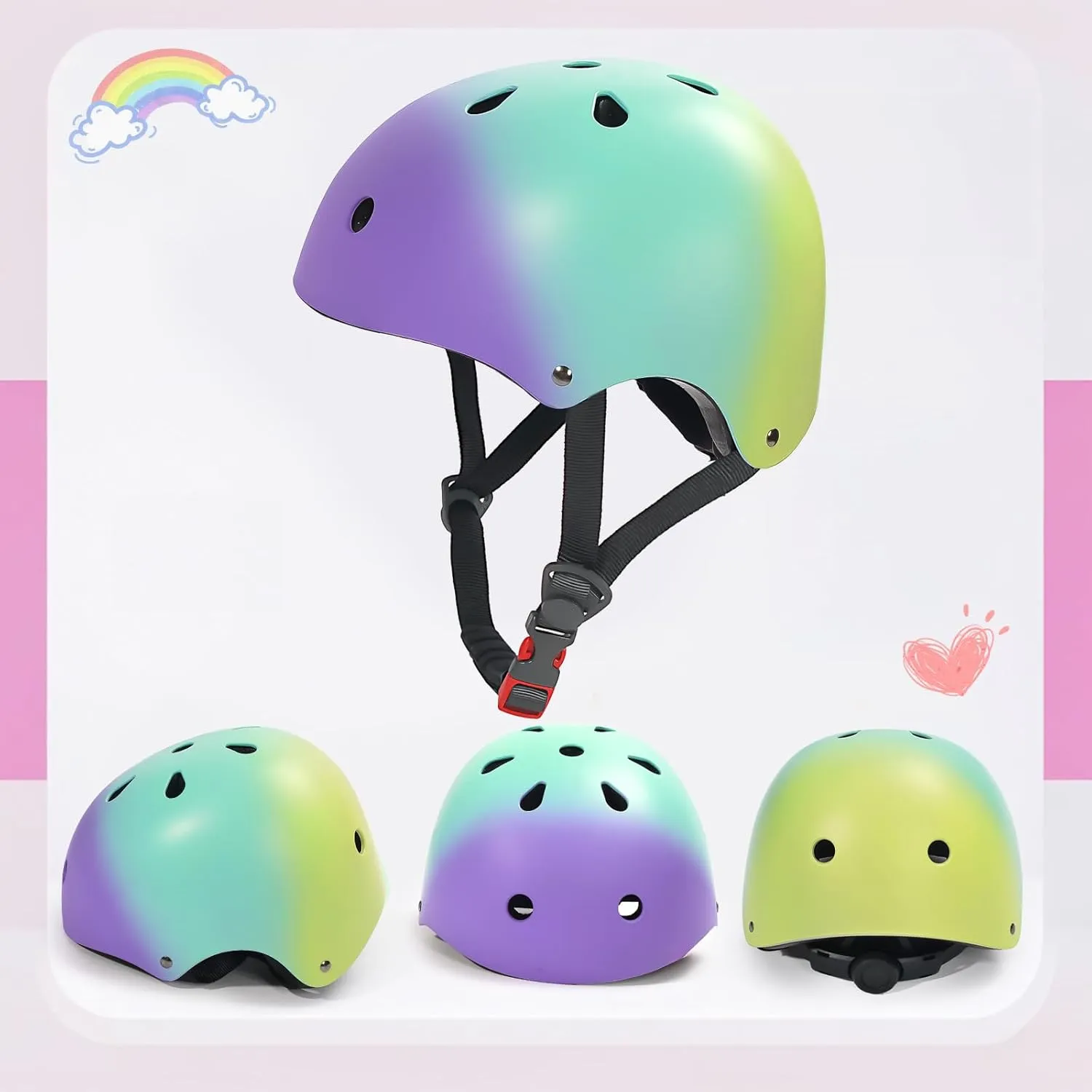 Gradient Kids Helmet and Knee Elbow Wrist Pads Set with Carry Bag(Age 2-14 )- CPSC Certified Adjustable Lightweight Ventilated for Biking, Scooter, Skating and Other Sport Acitivties