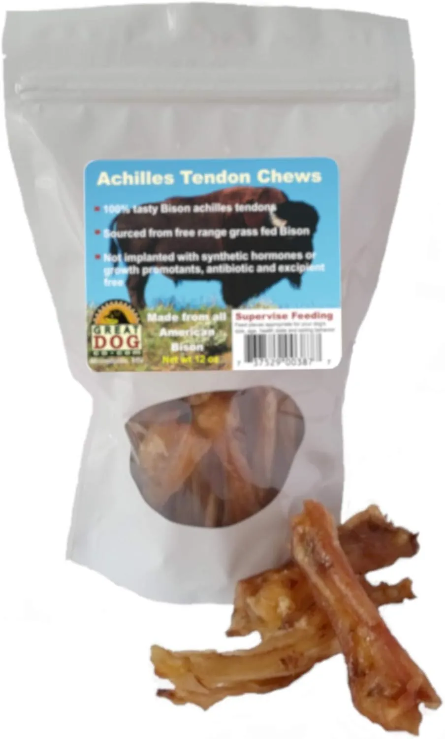 Great Dog Bison Achilles Tendon Chews 3/4 LB Bag - Sourced and Made in USA, Bison Tendons, Bison Tendon Chews, Tendon Chews for Dogs, Tendon Chews, Bison Treats for Dogs