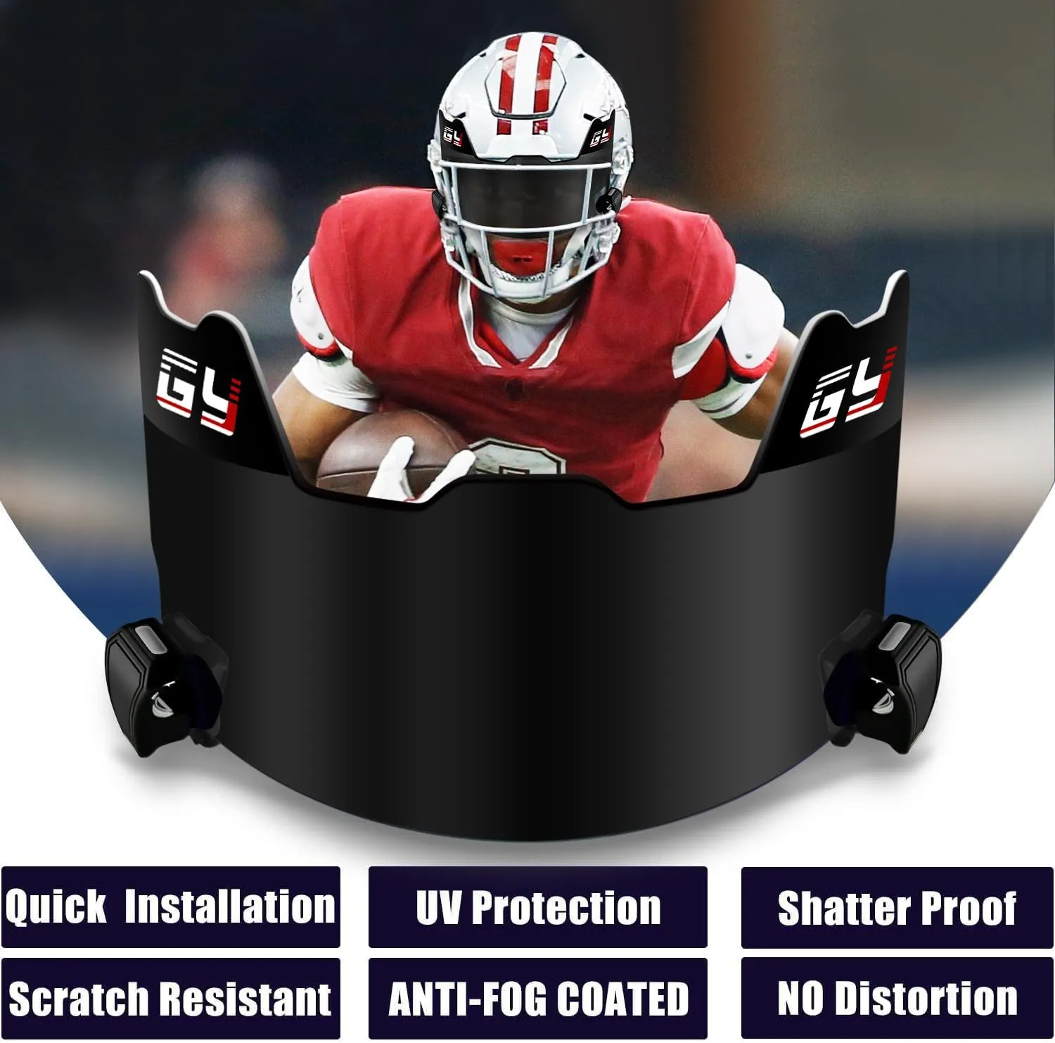 GY FV007 Tinted Football Visor - Football Helmet Visor for Adult and Youth Football Helmets