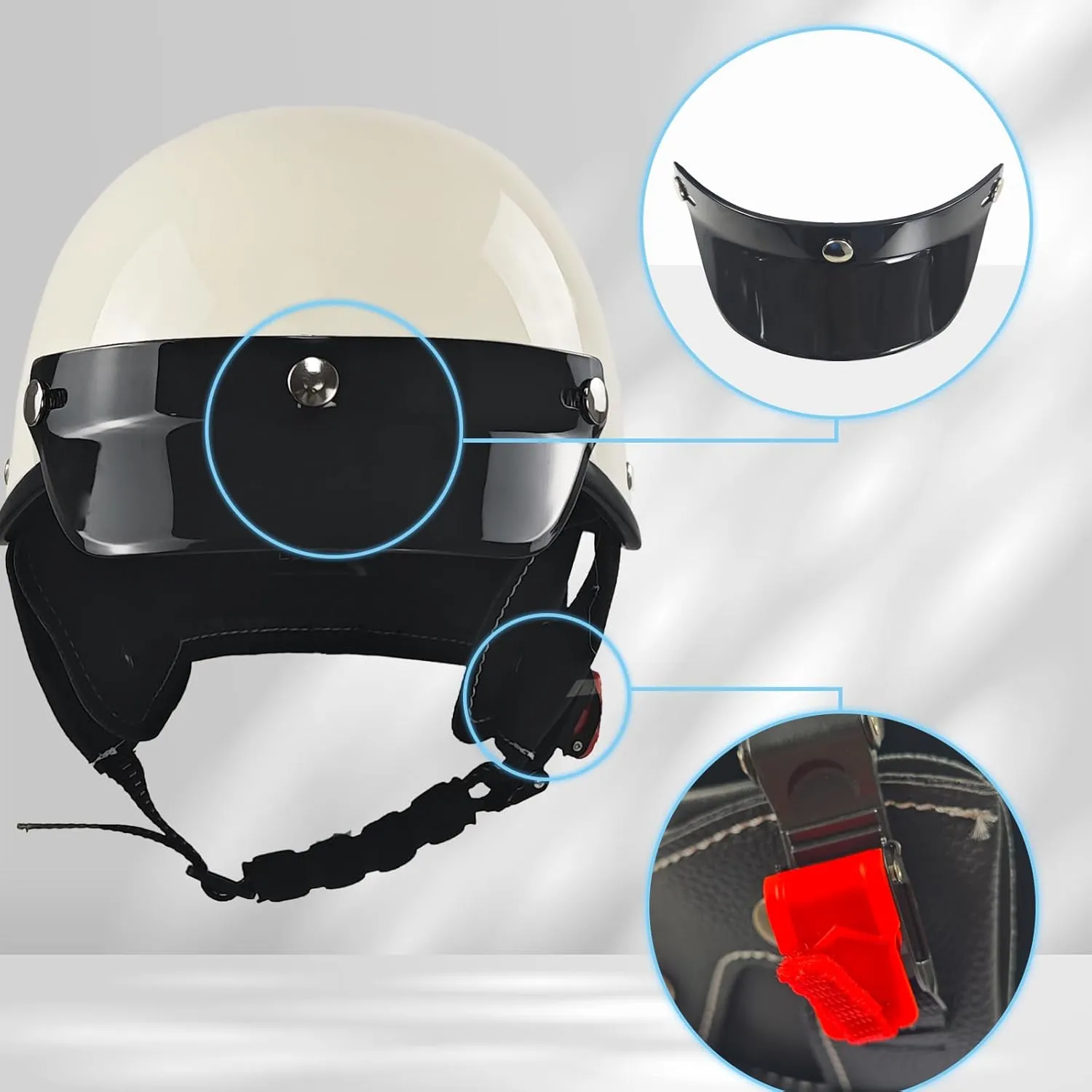 Half Motorcycle Helmets Retro Open Face Half Shell Motocross Helmet for Cycling Motocross Cruiser Bike Scooter Chopper Men Women DOT Approved