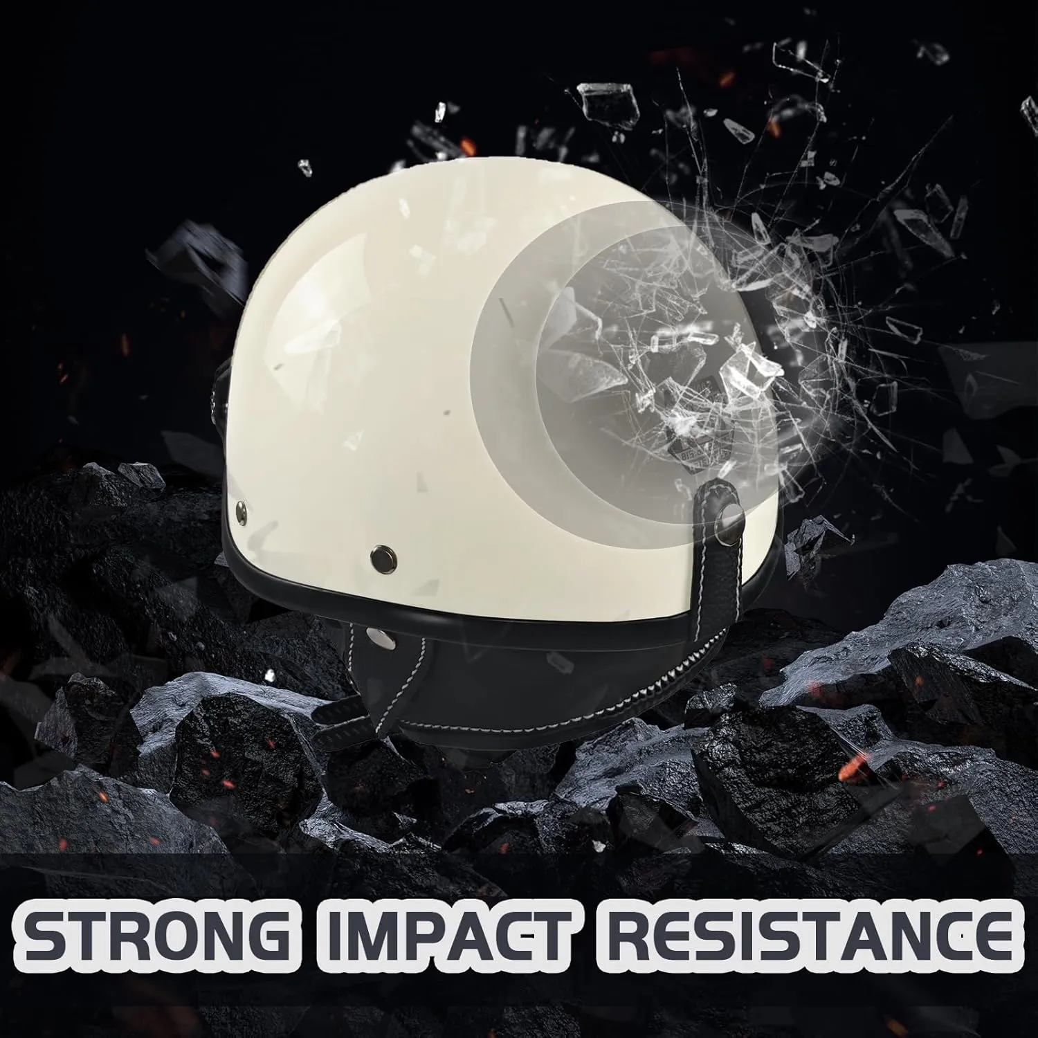 Half Motorcycle Helmets Retro Open Face Half Shell Motocross Helmet for Cycling Motocross Cruiser Bike Scooter Chopper Men Women DOT Approved