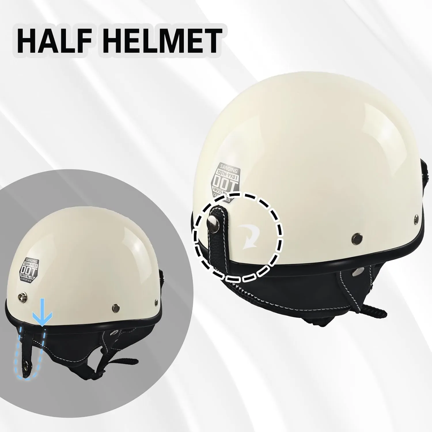 Half Motorcycle Helmets Retro Open Face Half Shell Motocross Helmet for Cycling Motocross Cruiser Bike Scooter Chopper Men Women DOT Approved