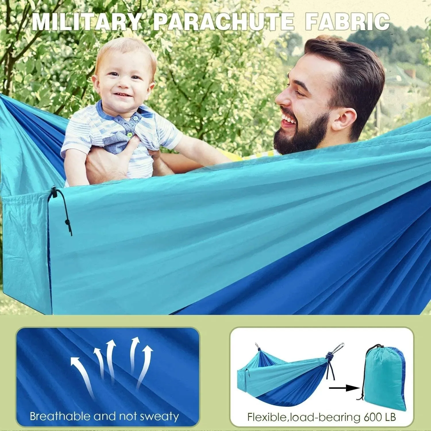 Hammocks,1Pc Outdoor Camping Hammock; Portable Nylon Parachute Hammock 106 * 55In(B)