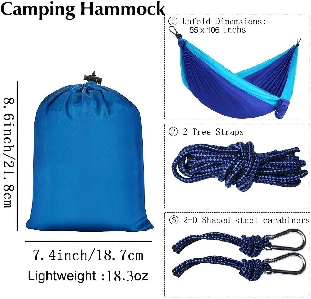 Hammocks,1Pc Outdoor Camping Hammock; Portable Nylon Parachute Hammock 106 * 55In(B)