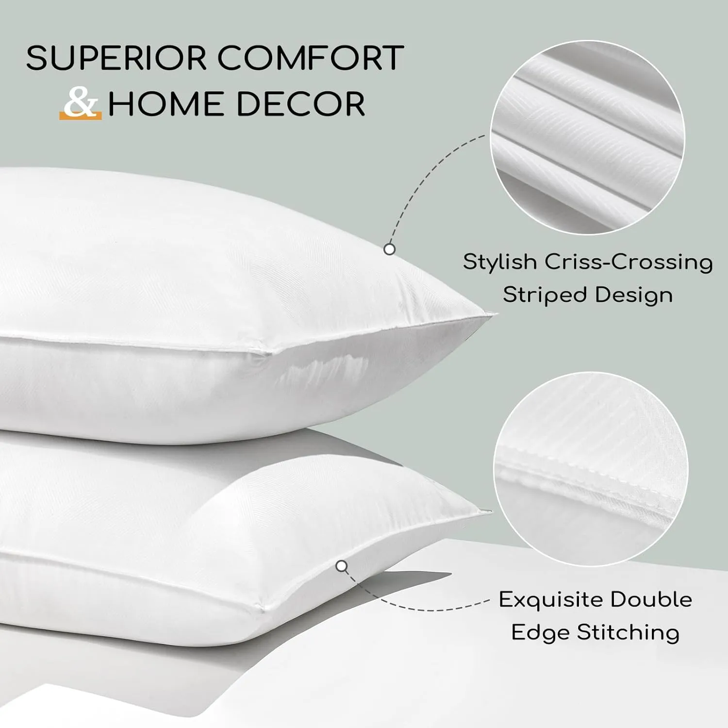 HARBOREST Bed Pillows Standard Size Set of 2 - Luxury Hotel Collection Down Alternative Pillows for Sleeping, 20 x 26 Inches