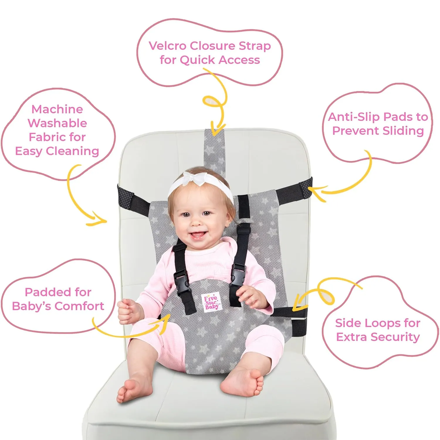 Harness Seat for Baby High Chair - Safety Harness Chair Accessory for Baby Feeding - Must Have for Travel Essentials (Grey)