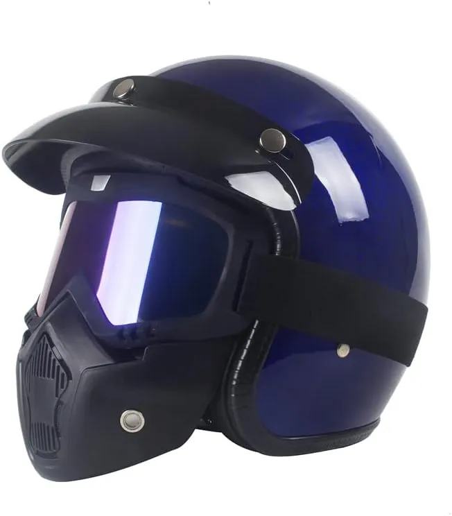 Harssidanzar Retro Motorcycle Helmet 3/4 Open Face Helmet Vintage Style for Men Women, DOT Approved CU601