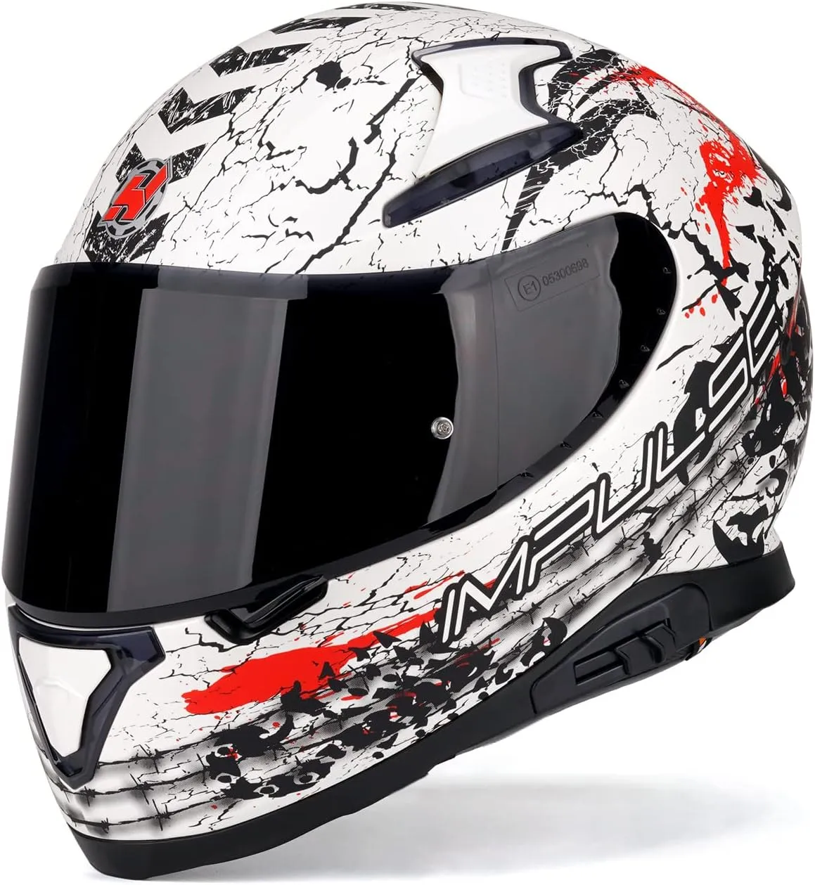 HAX Full Face Motorcycle DOT Approved Helmet with Dual Rear Wing and Pinlock Ready - Lightweight and Durable Motorbike Street Bike Helmet for Adults (Scorpion,M)