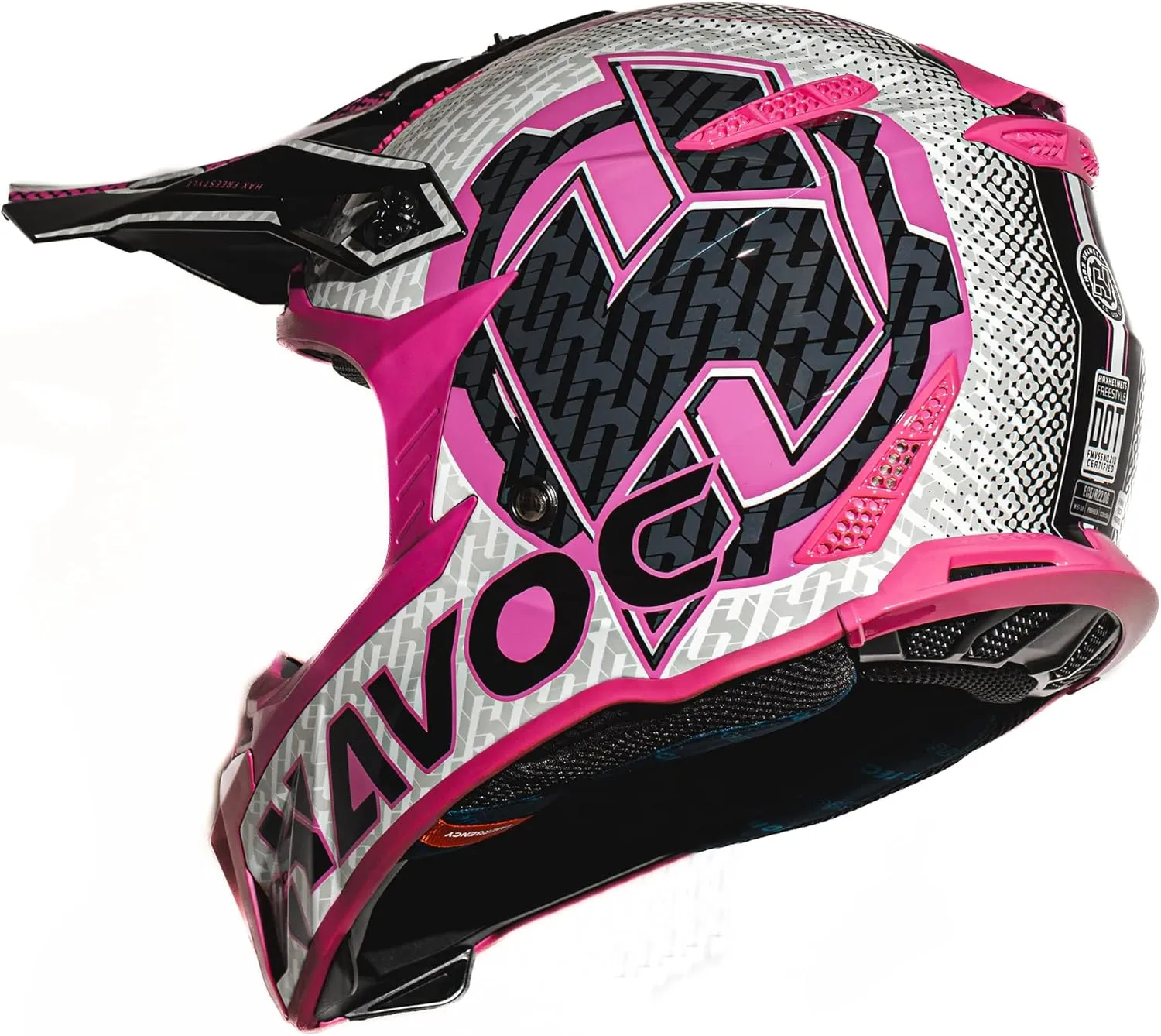 HAX Havoc Fullface Off-Road Helmet for Adult ATV Motorcross Dirt Bike Snowmobile - Lightweight, Durable, and DOT Certified for Safety Pink M