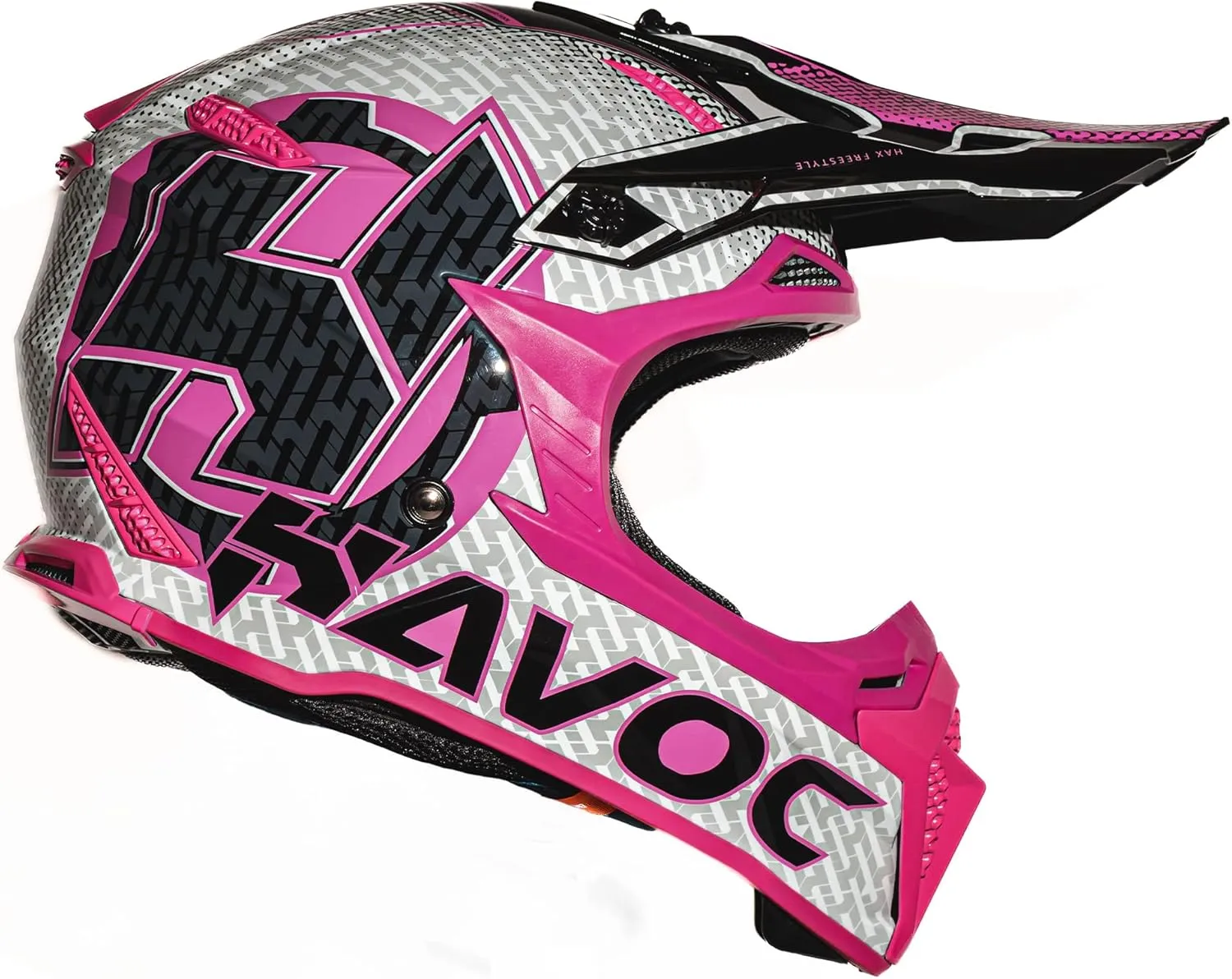 HAX Havoc Fullface Off-Road Helmet for Adult ATV Motorcross Dirt Bike Snowmobile - Lightweight, Durable, and DOT Certified for Safety Pink M